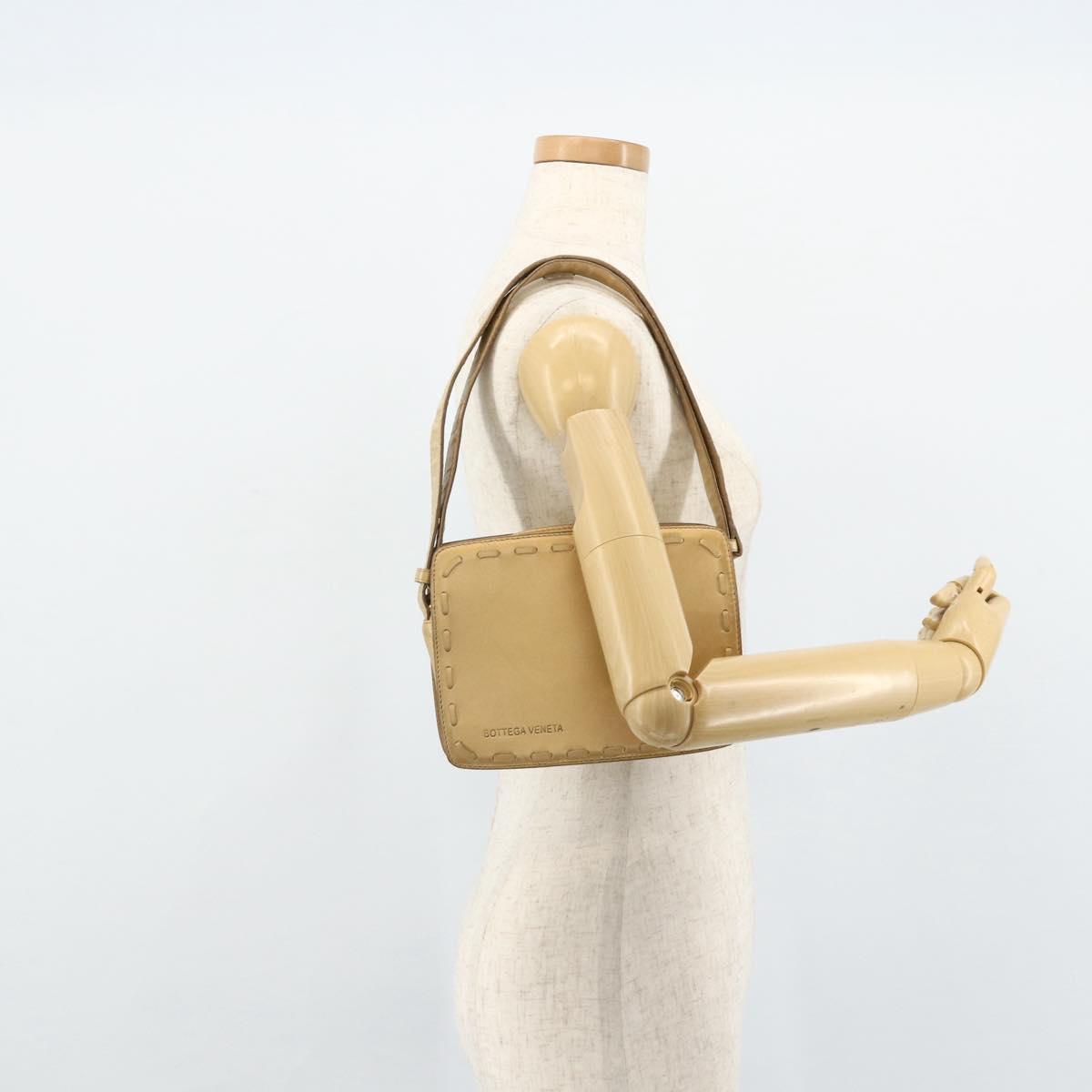 BOTTEGA VENETA Shoulder Bag Leather Gold Auth bs34935