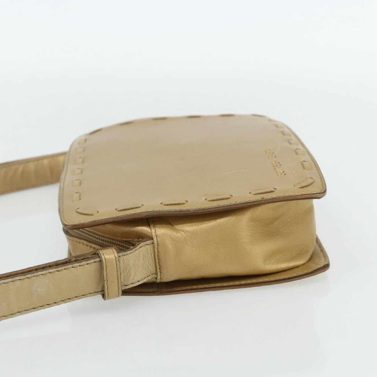 BOTTEGA VENETA Shoulder Bag Leather Gold Auth bs34935