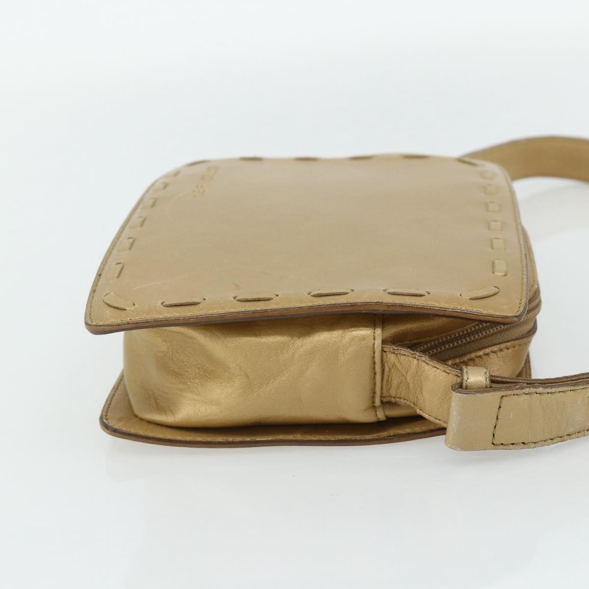 BOTTEGA VENETA Shoulder Bag Leather Gold Auth bs34935