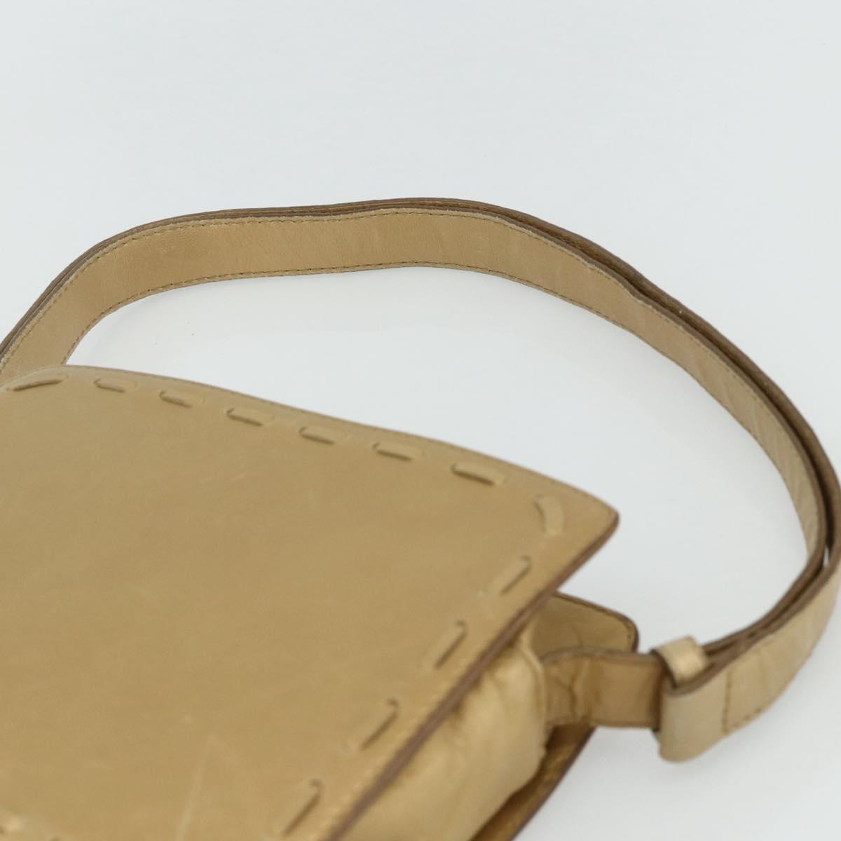 BOTTEGA VENETA Shoulder Bag Leather Gold Auth bs34935