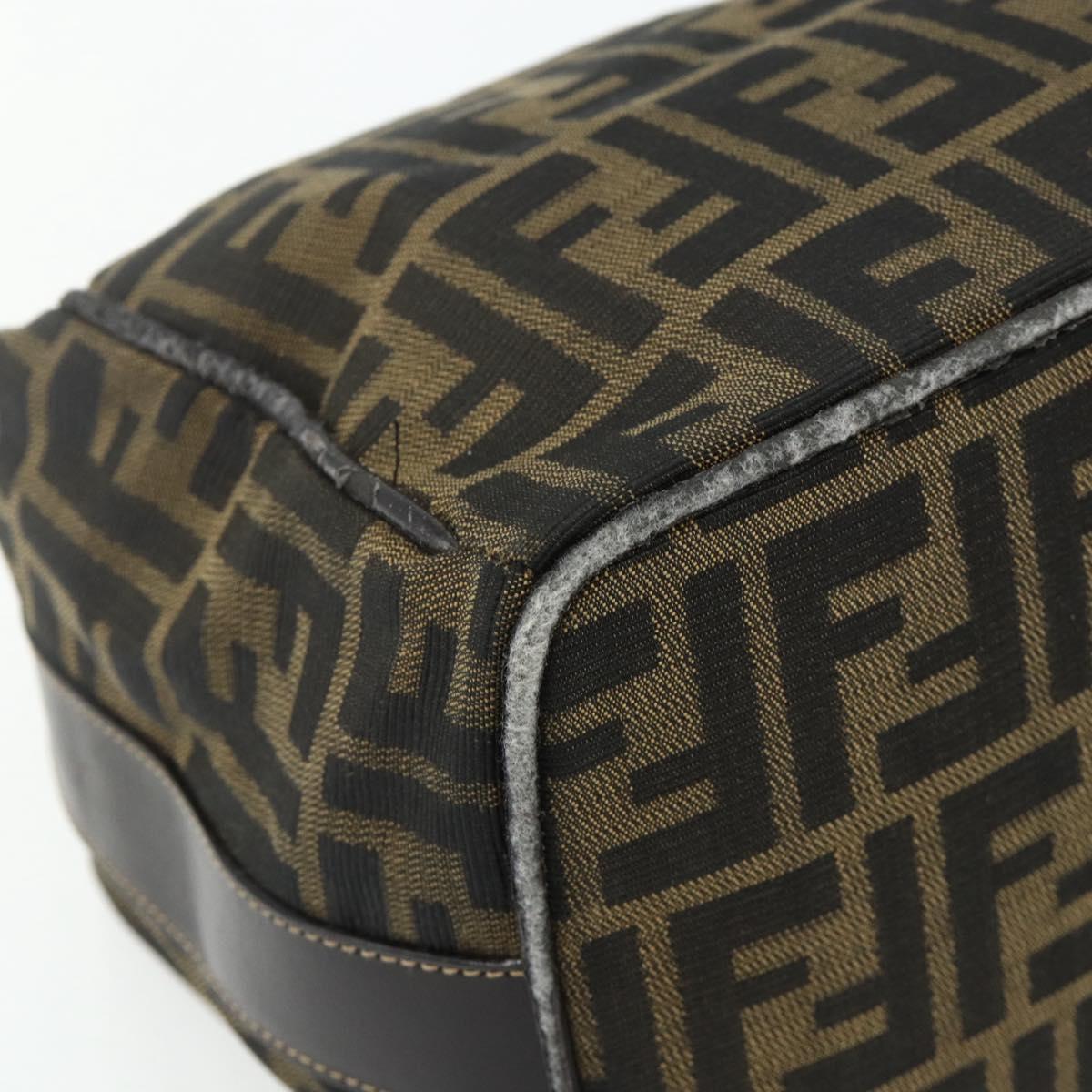 FENDI Zucca Canvas Hand Bag Black Brown Auth bs34936