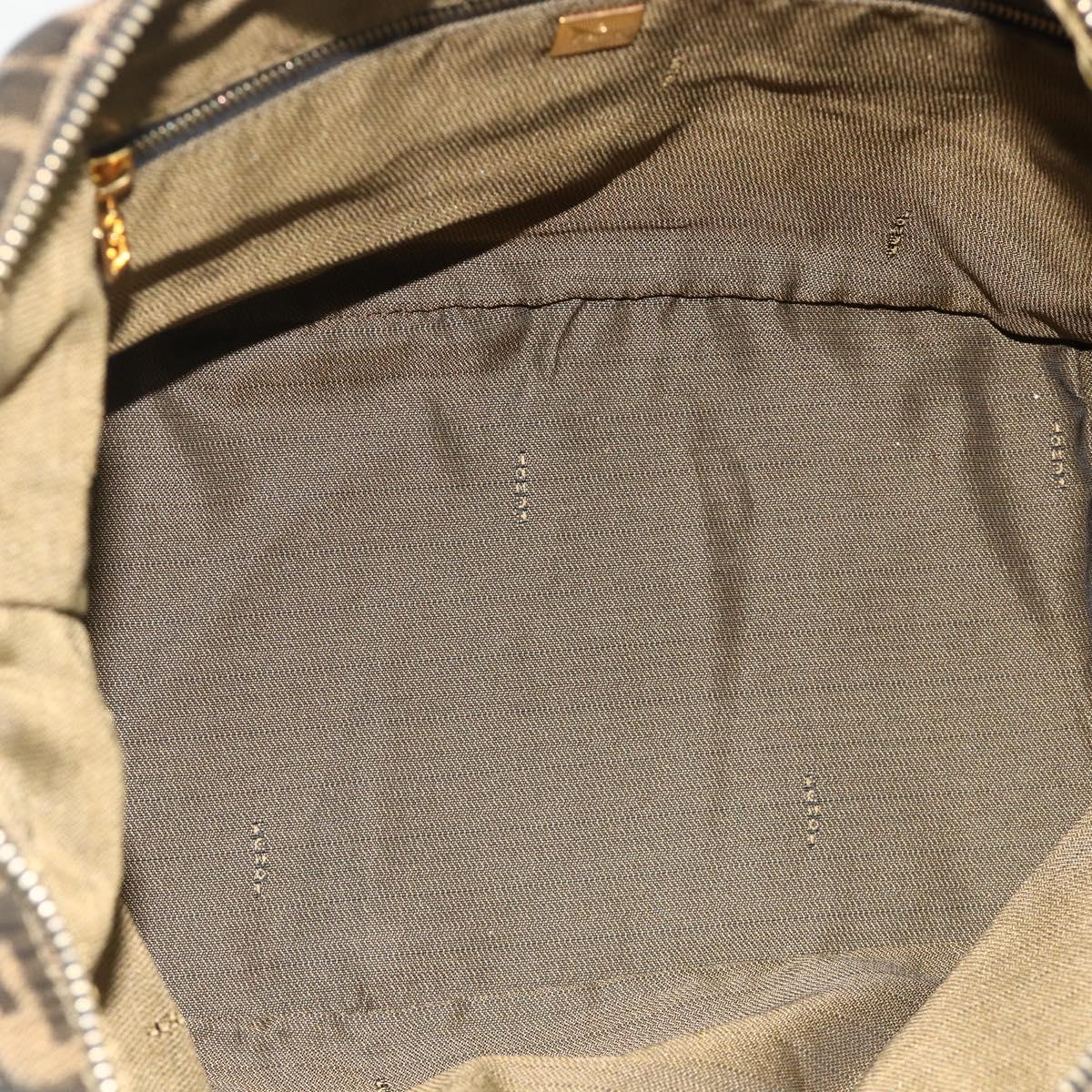 FENDI Zucca Canvas Hand Bag Black Brown Auth bs34936