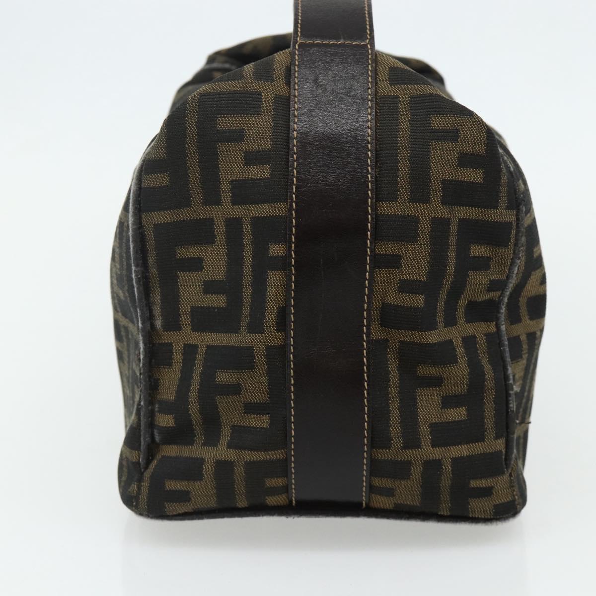 FENDI Zucca Canvas Hand Bag Black Brown Auth bs34936