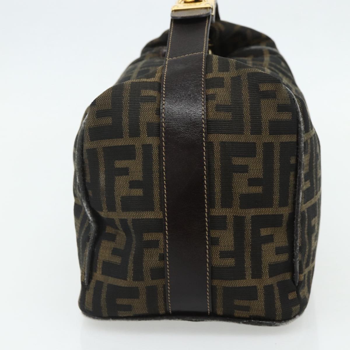 FENDI Zucca Canvas Hand Bag Black Brown Auth bs34936