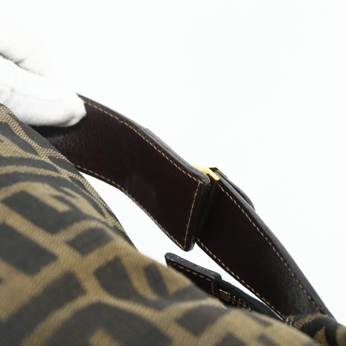 FENDI Zucca Canvas Hand Bag Black Brown Auth bs34936