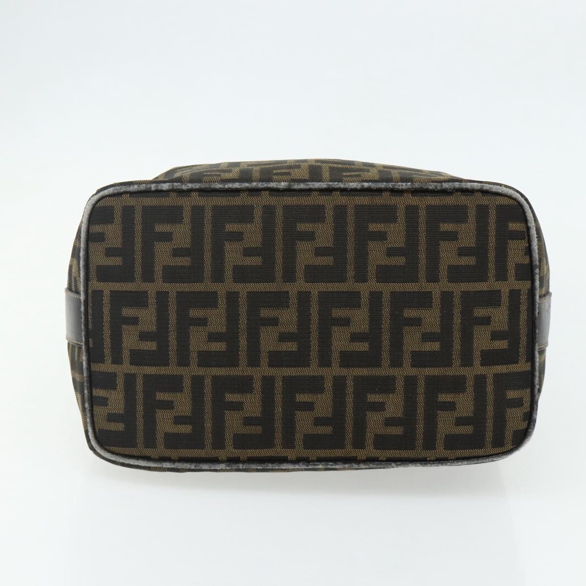 FENDI Zucca Canvas Hand Bag Black Brown Auth bs34936