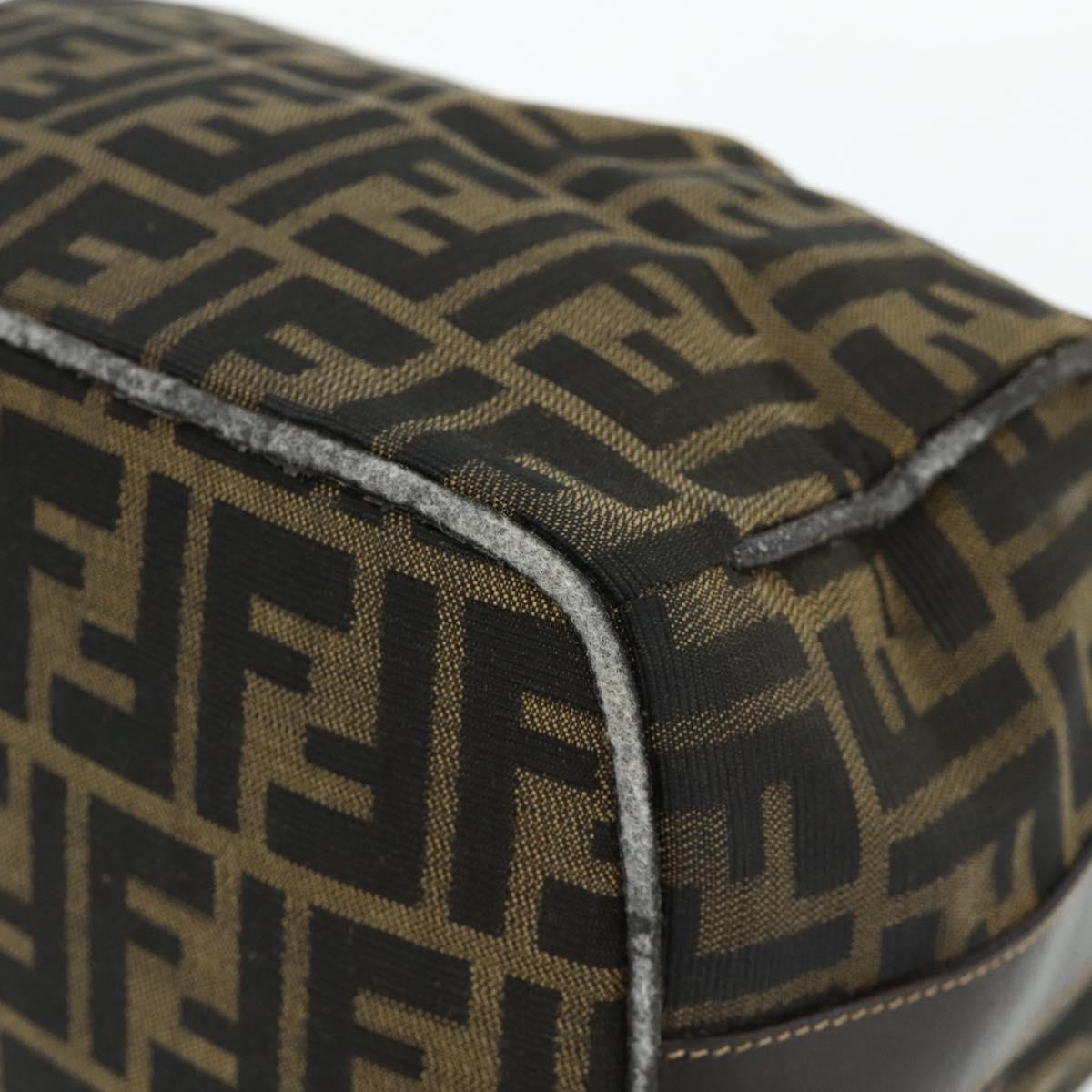 FENDI Zucca Canvas Hand Bag Black Brown Auth bs34936