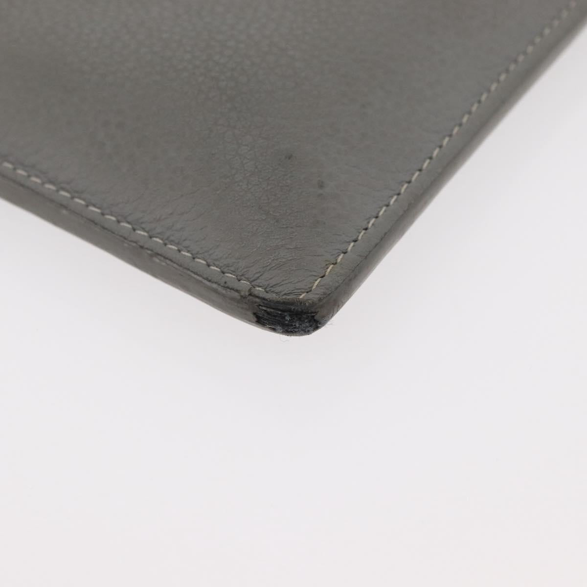 Christian Dior Clutch Bag Leather Gray Silver Auth bs34937