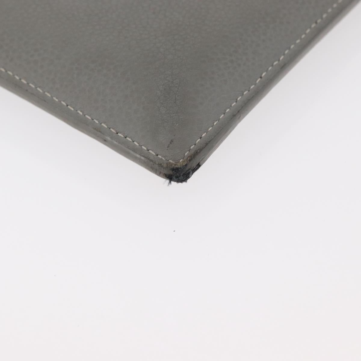 Christian Dior Clutch Bag Leather Gray Silver Auth bs34937