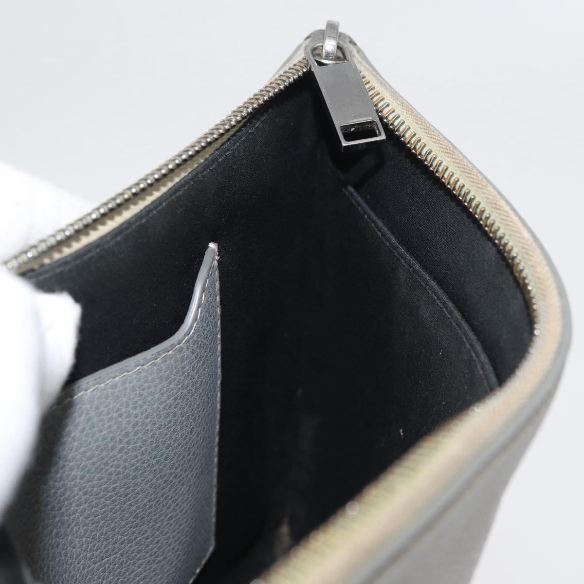 Christian Dior Clutch Bag Leather Gray Silver Auth bs34937