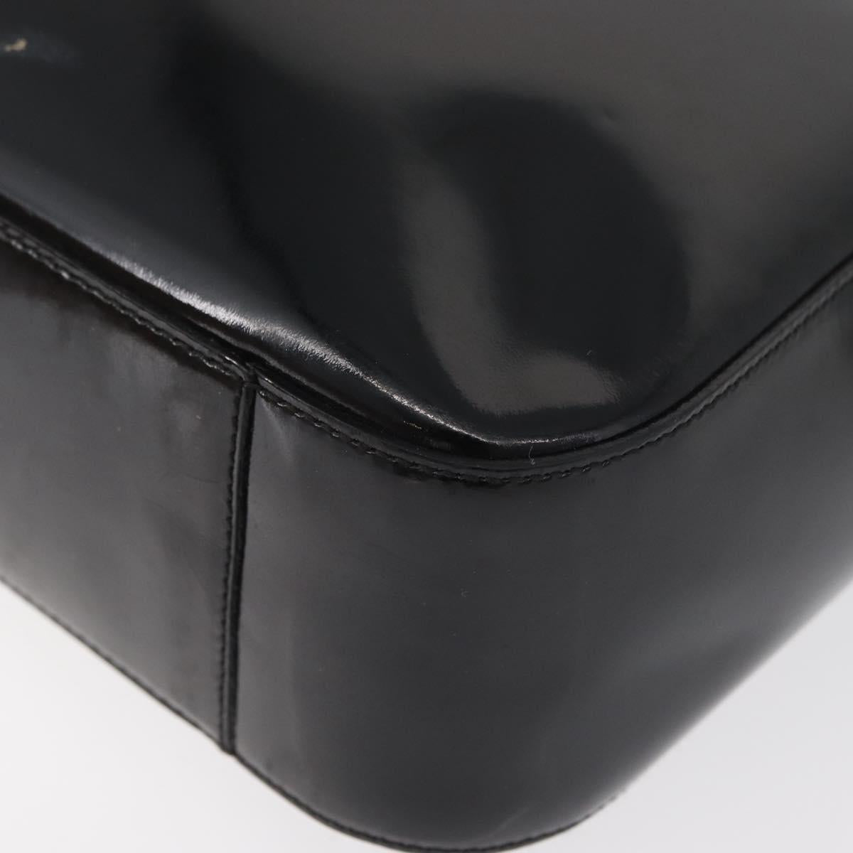 Salvatore Ferragamo Tote Bag Patent leather Black Silver Auth bs34940