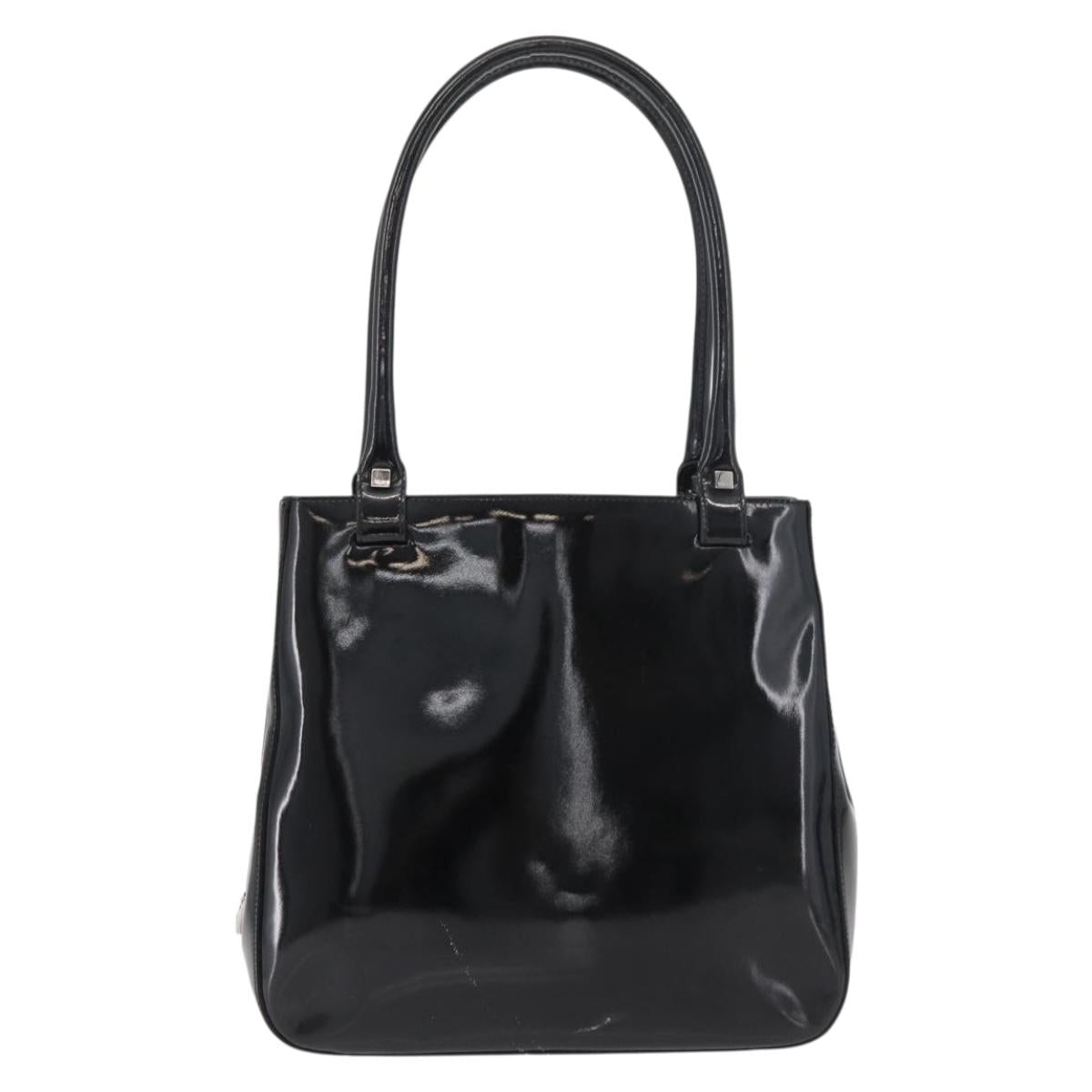 Salvatore Ferragamo Tote Bag Patent leather Black Silver Auth bs34940