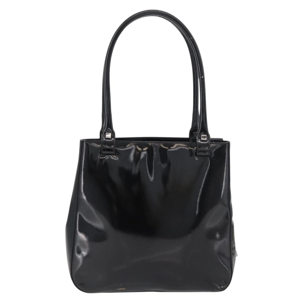 Salvatore Ferragamo Tote Bag Patent leather Black Silver Auth bs34940