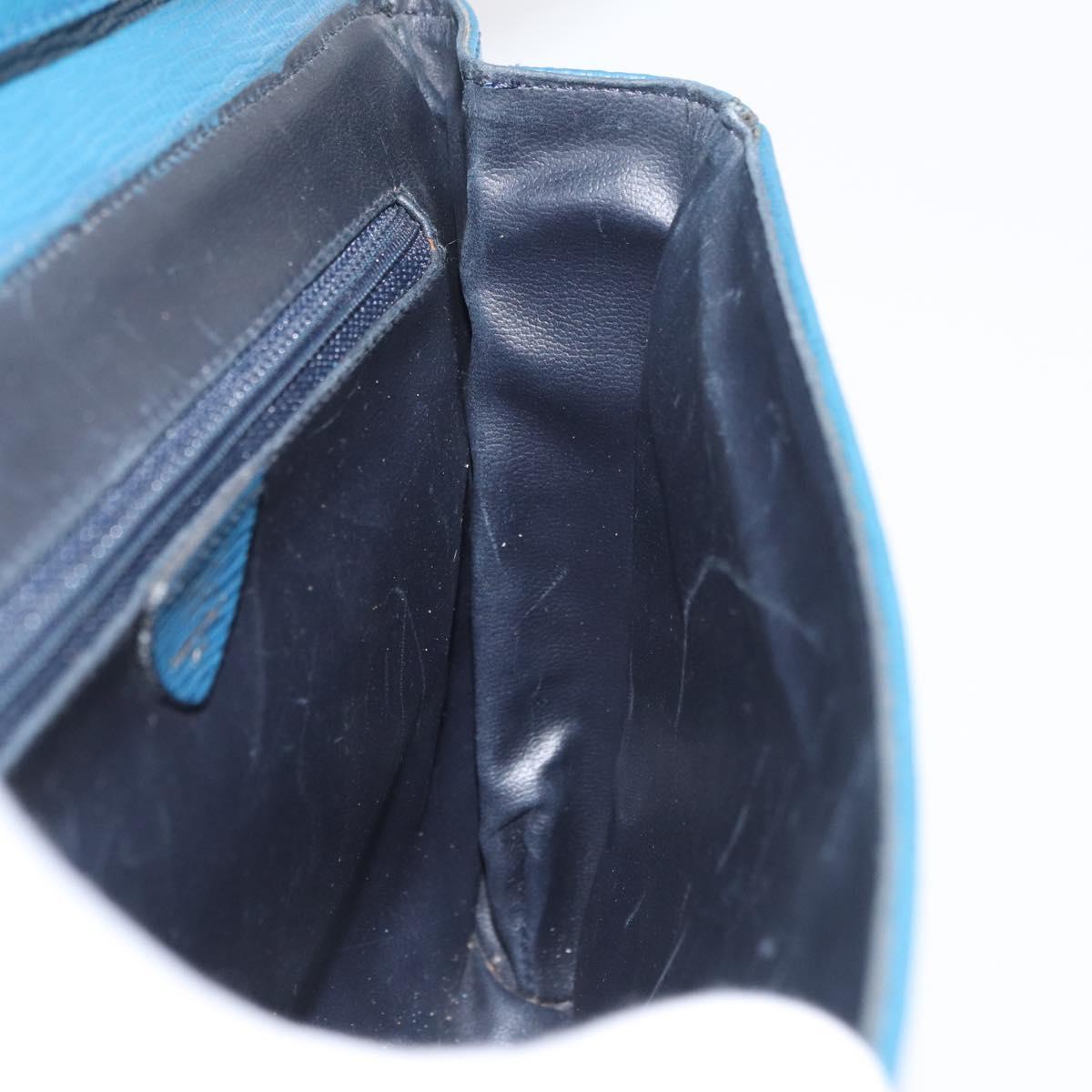 CELINE Circle Shoulder Bag Leather Blue Gold Auth bs34941