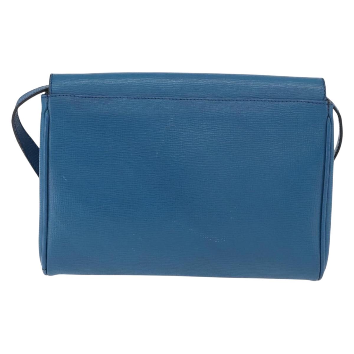 CELINE Circle Shoulder Bag Leather Blue Gold Auth bs34941