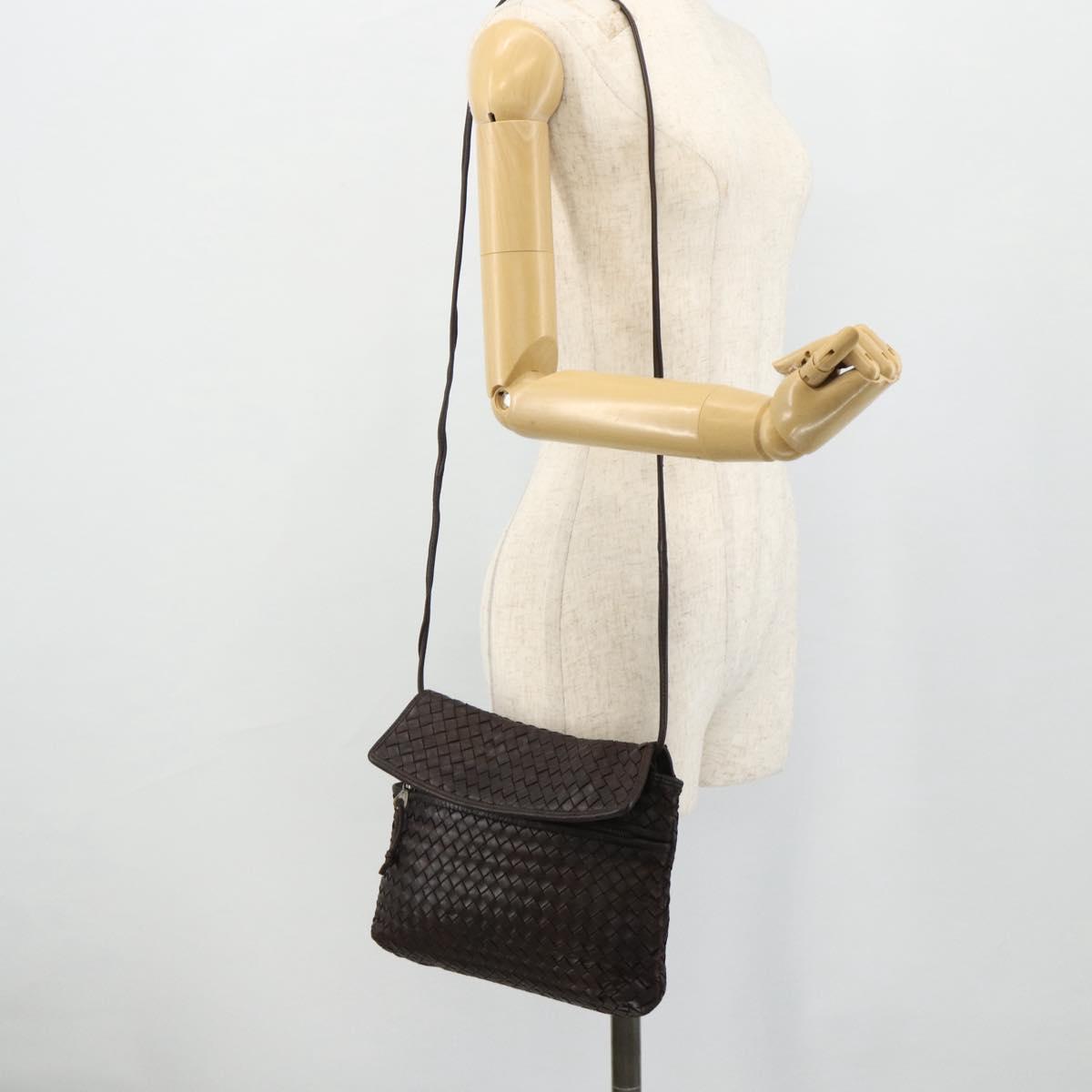 BOTTEGA VENETA INTRECCIATO Shoulder Bag Leather Brown Auth bs34942