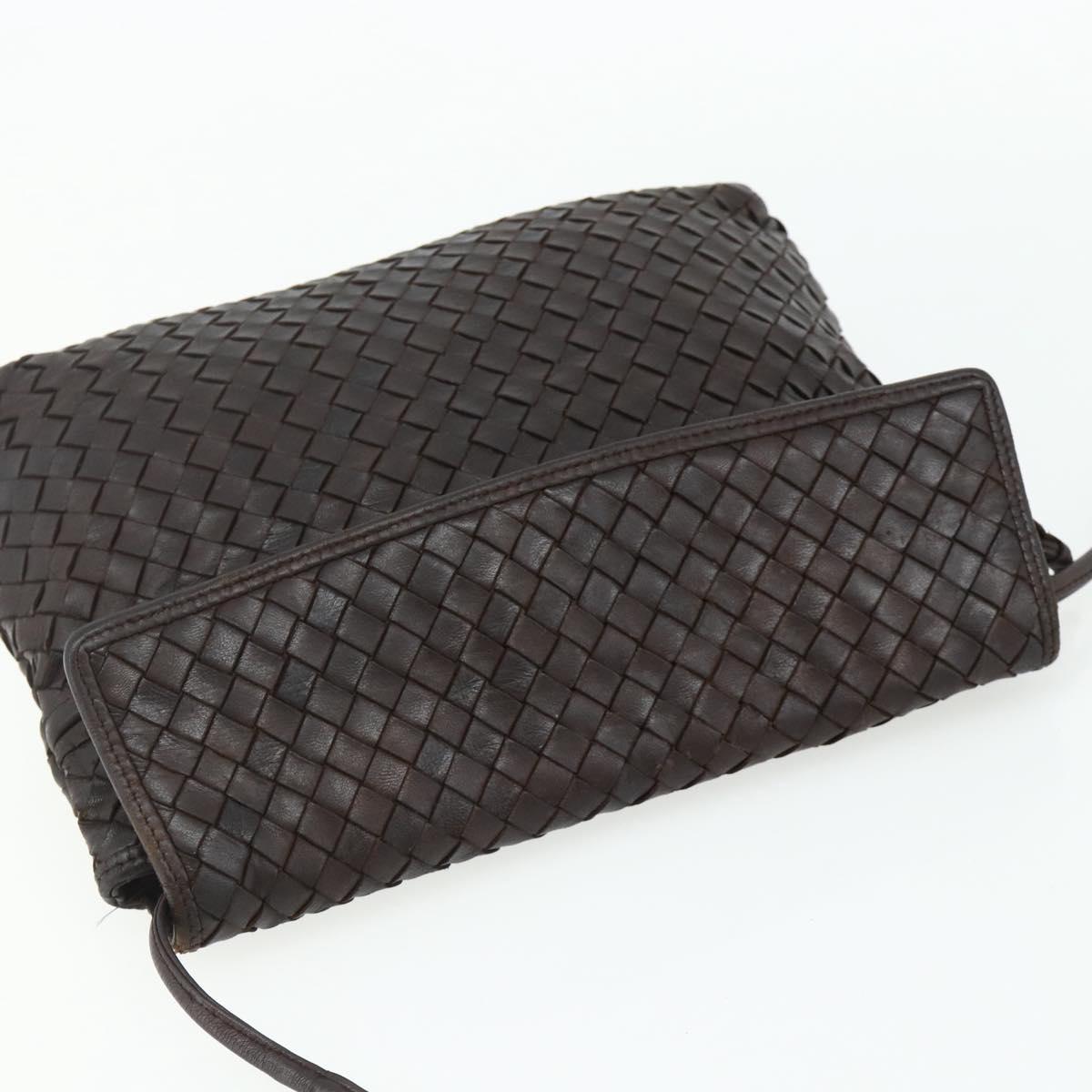 BOTTEGA VENETA INTRECCIATO Shoulder Bag Leather Brown Auth bs34942