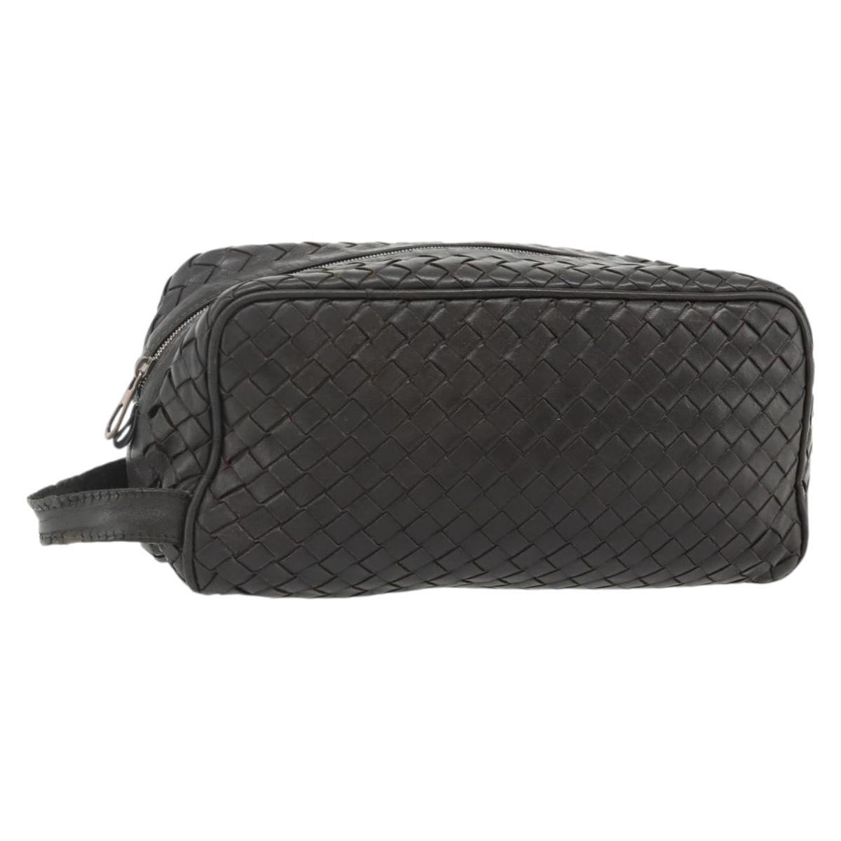 BOTTEGA VENETA INTRECCIATO Clutch Bag Leather Brown Auth bs34943