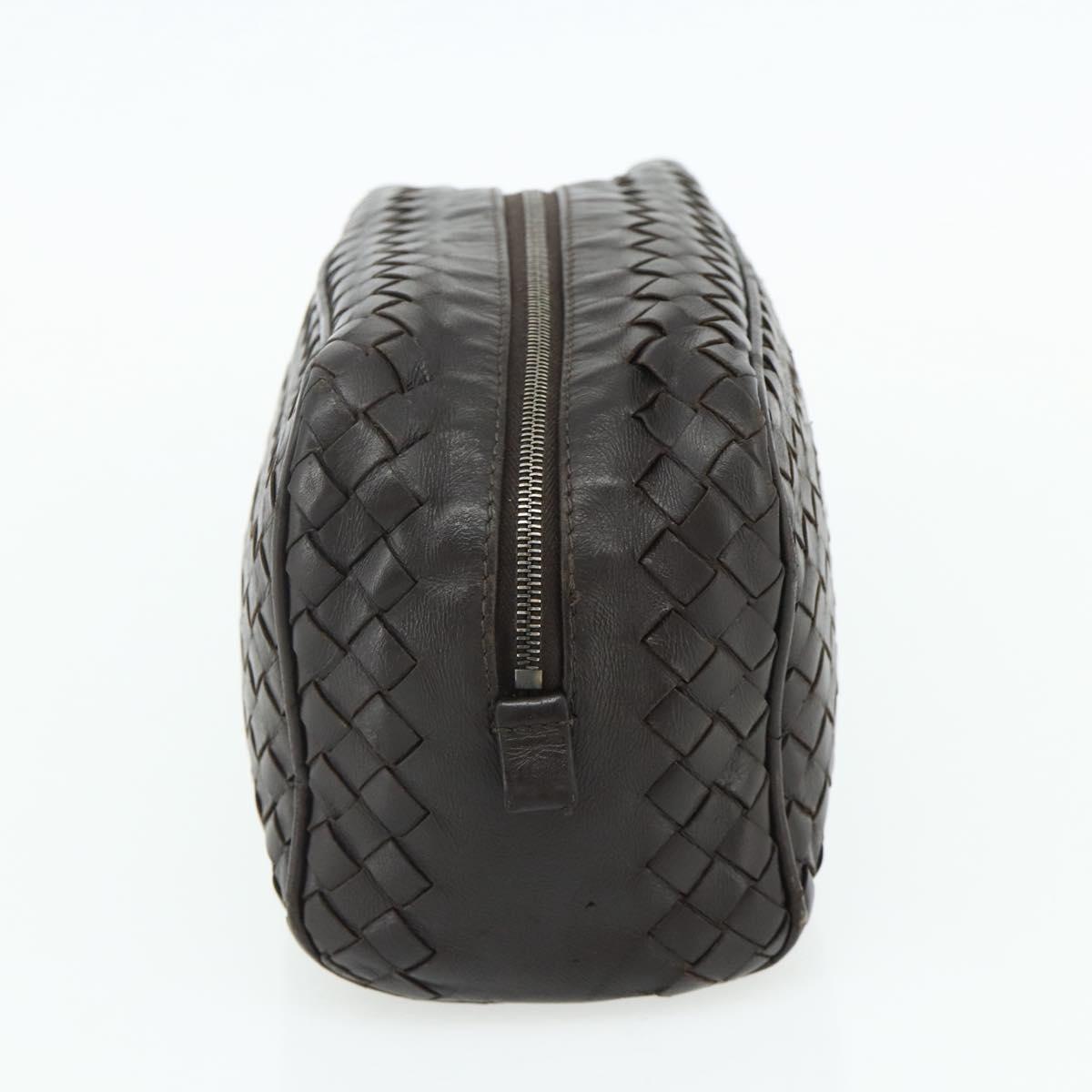BOTTEGA VENETA INTRECCIATO Clutch Bag Leather Brown Auth bs34943