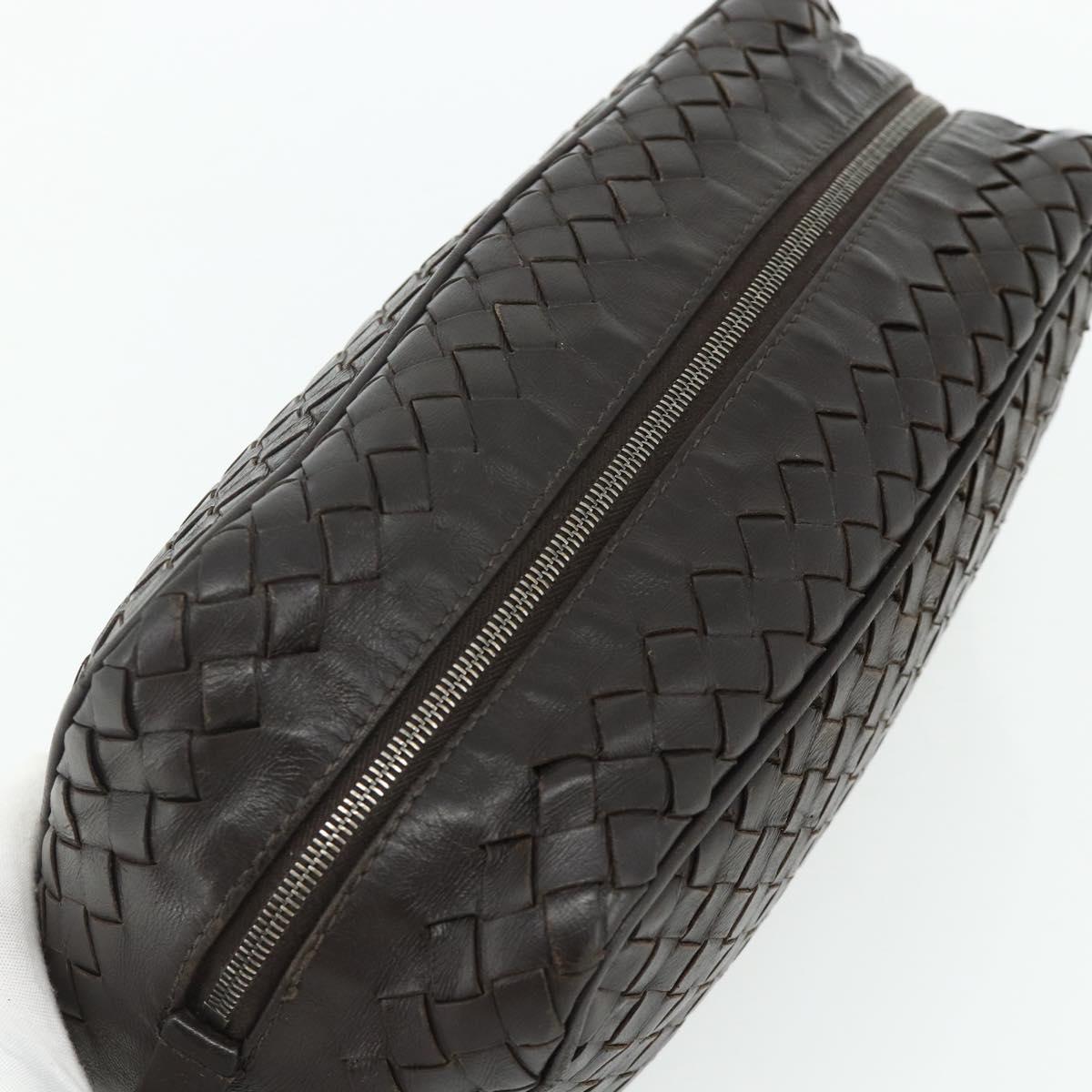BOTTEGA VENETA INTRECCIATO Clutch Bag Leather Brown Auth bs34943