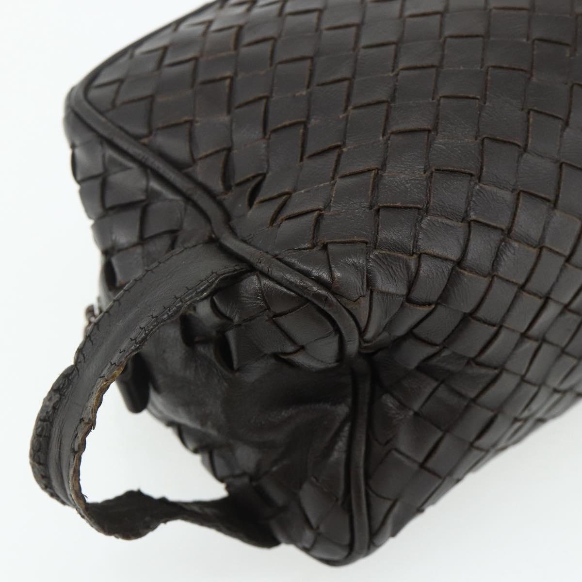 BOTTEGA VENETA INTRECCIATO Clutch Bag Leather Brown Auth bs34943