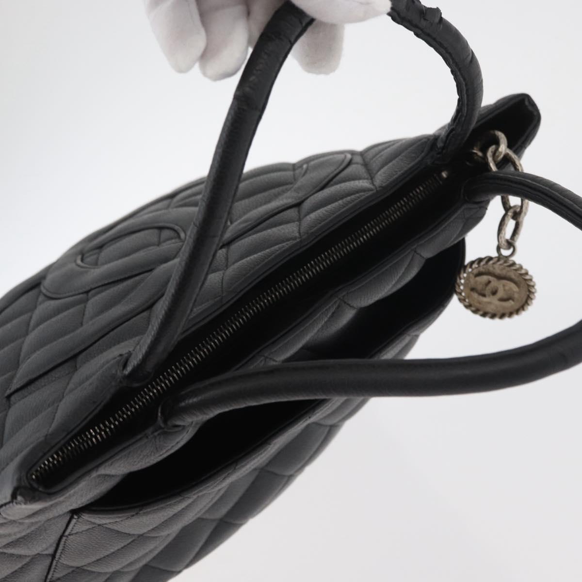 CHANEL Standard Tote Bag Caviar Skin Black Silver CC Auth bs34946