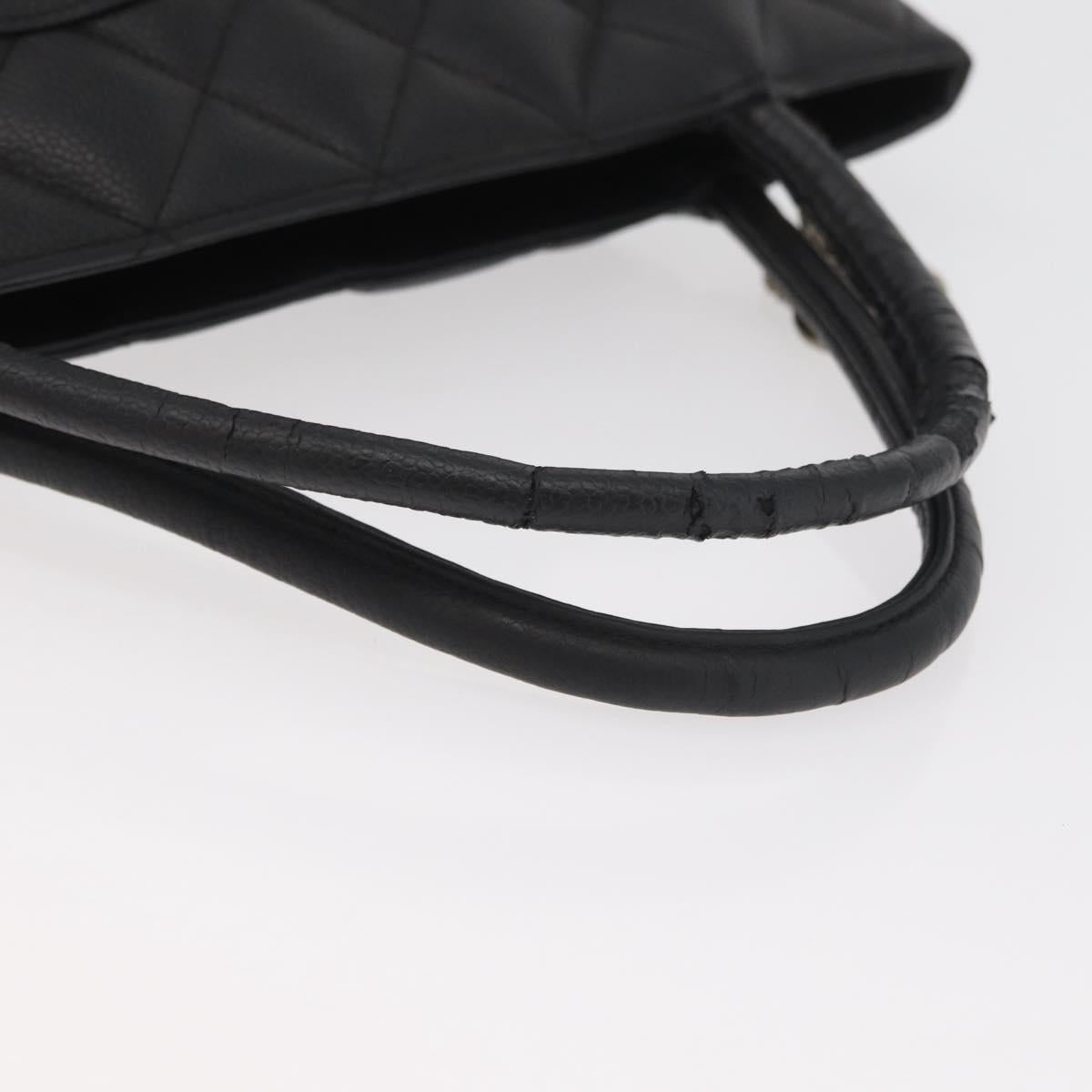 CHANEL Standard Tote Bag Caviar Skin Black Silver CC Auth bs34946