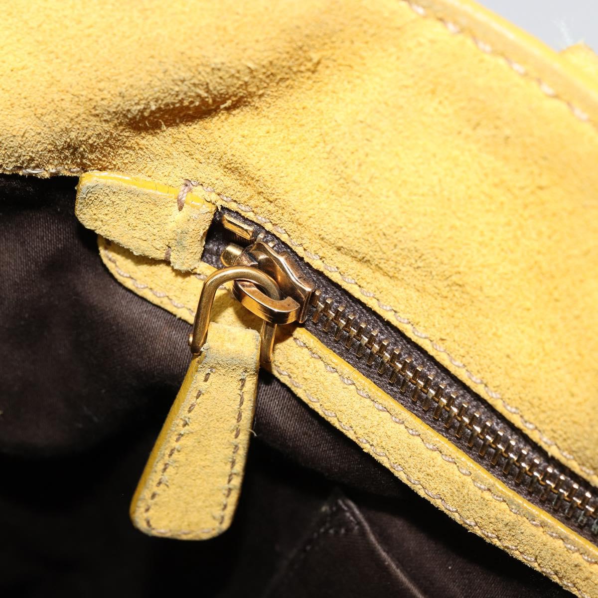 Miu Miu Hand Bag Suede 2way Yellow Gold Auth bs34949