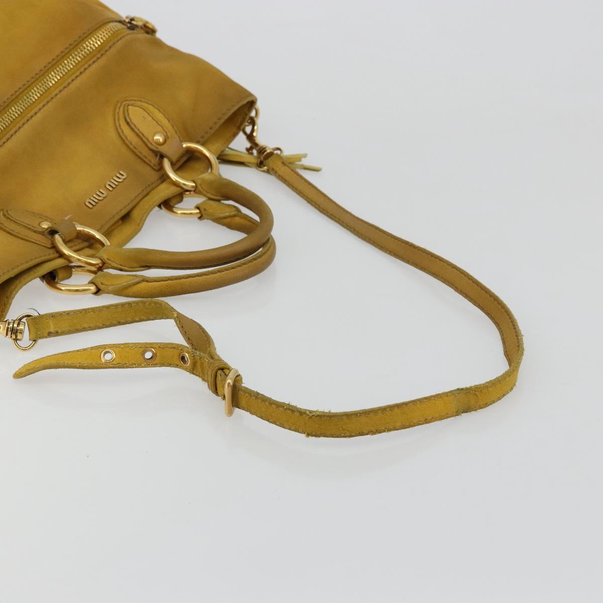 Miu Miu Hand Bag Suede 2way Yellow Gold Auth bs34949