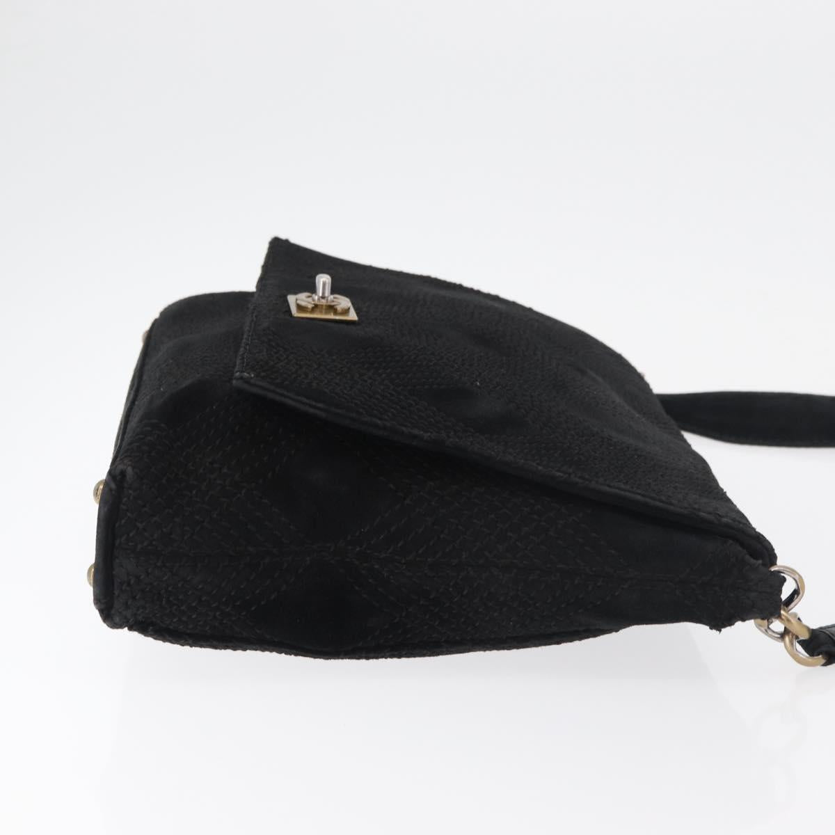 CHANEL Wild Stitch Chain Shoulder Bag Suede Black Gold CC Auth bs34950A