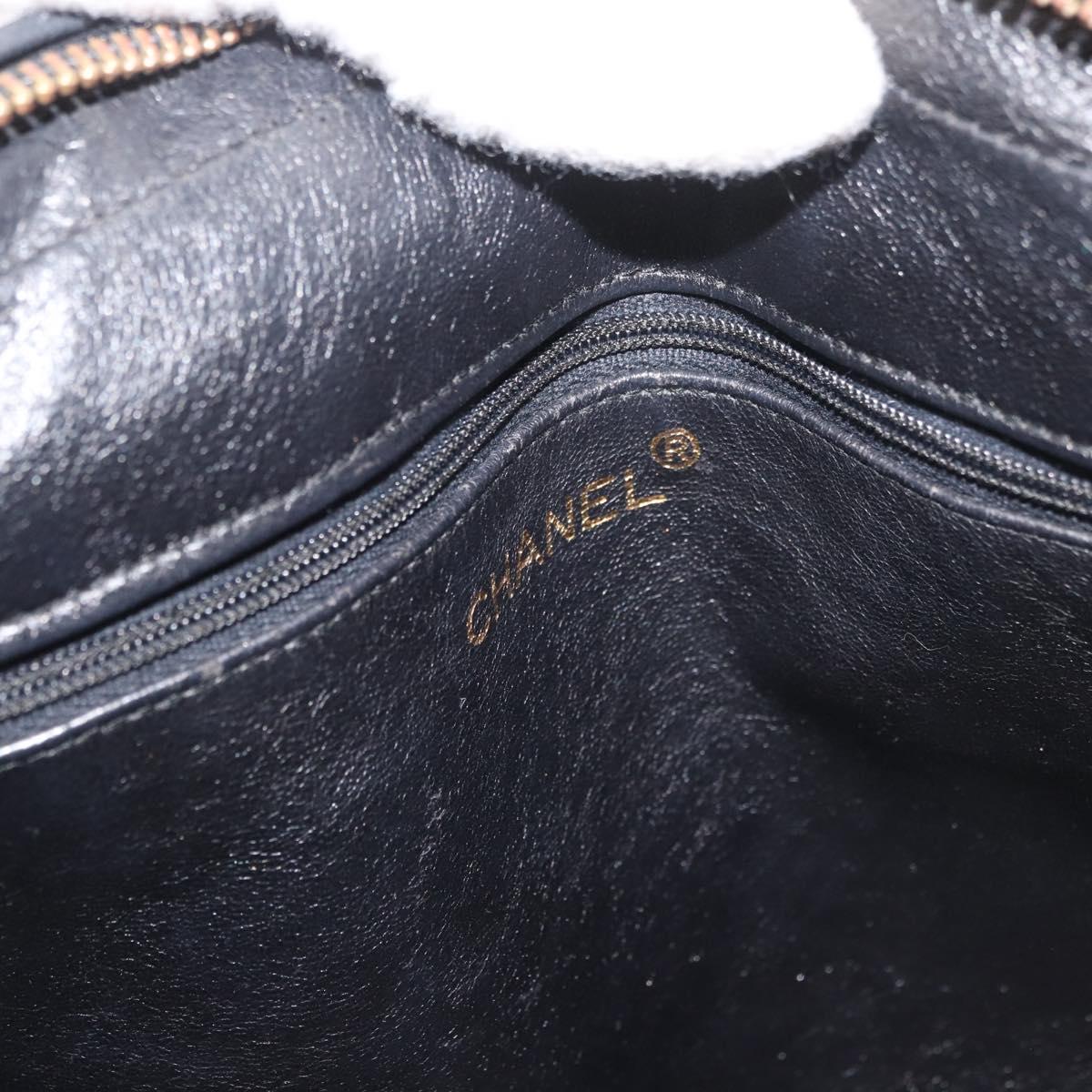 CHANEL Matelasse Shoulder Bag Lamb Skin Black Gold CC Auth bs34951A