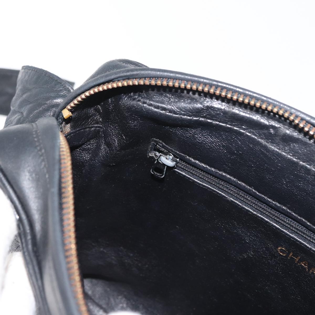 CHANEL Matelasse Shoulder Bag Lamb Skin Black Gold CC Auth bs34951A