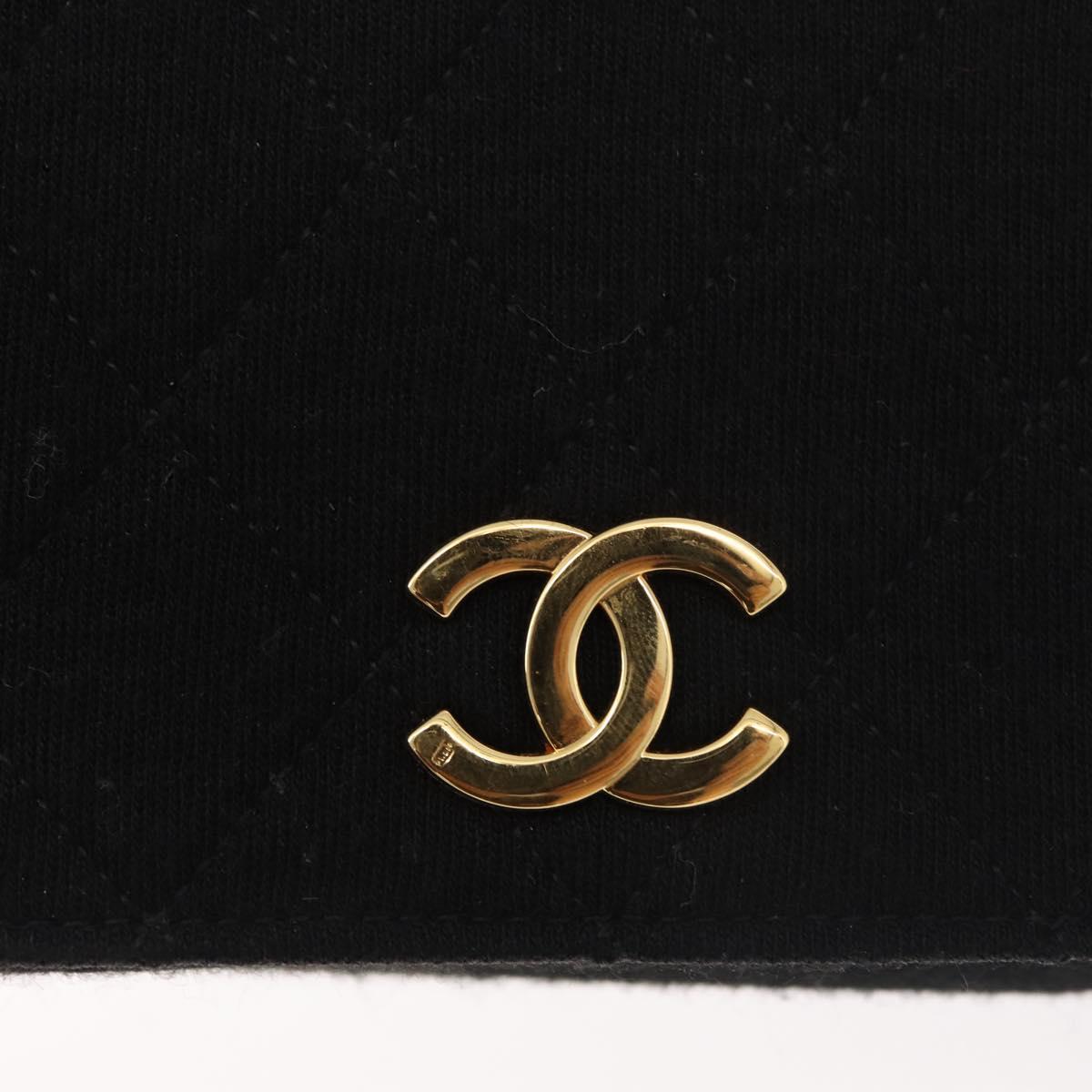CHANEL Matelasse Chain Shoulder Bag cotton Black Gold CC Auth bs34952A