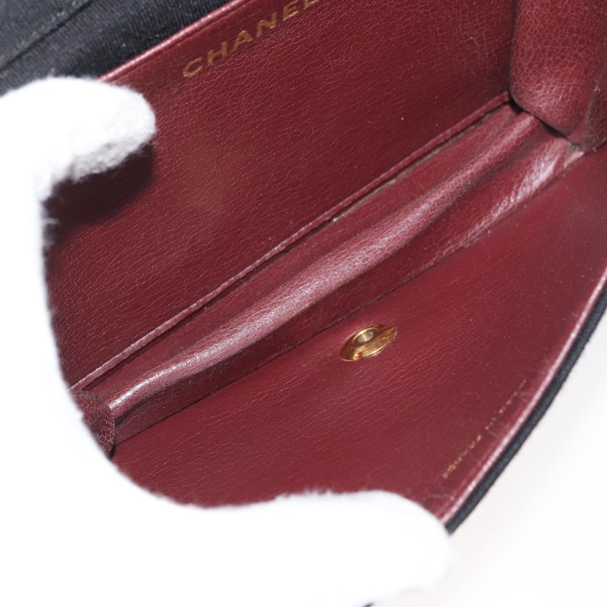 CHANEL Matelasse Chain Shoulder Bag cotton Black Gold CC Auth bs34952A