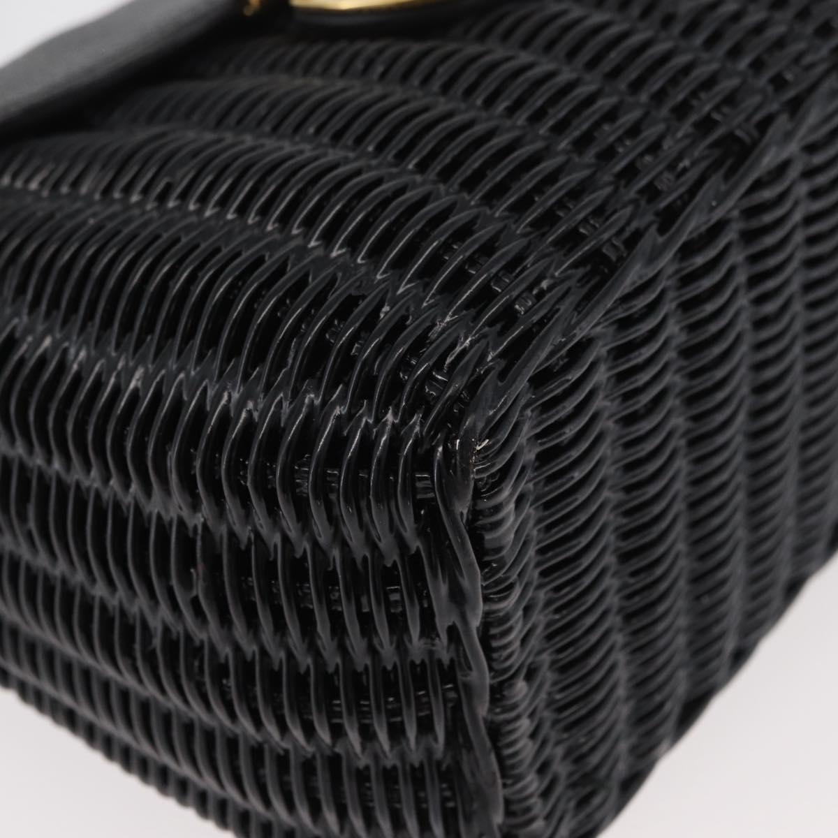 Miu Miu Shoulder Bag Straw Black Gold Auth bs34953V