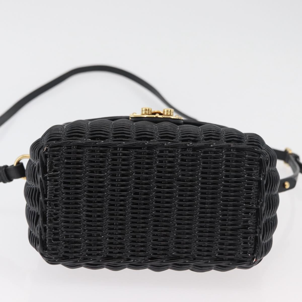 Miu Miu Shoulder Bag Straw Black Gold Auth bs34953V
