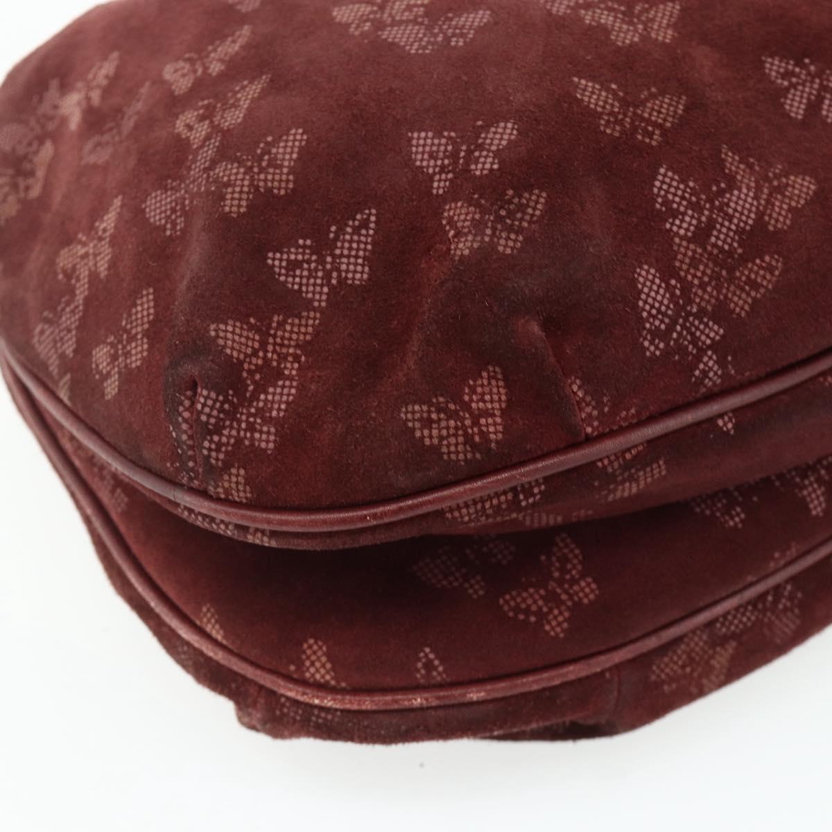 BOTTEGA VENETA Shoulder Bag Suede Bordeaux Gold Auth bs34964