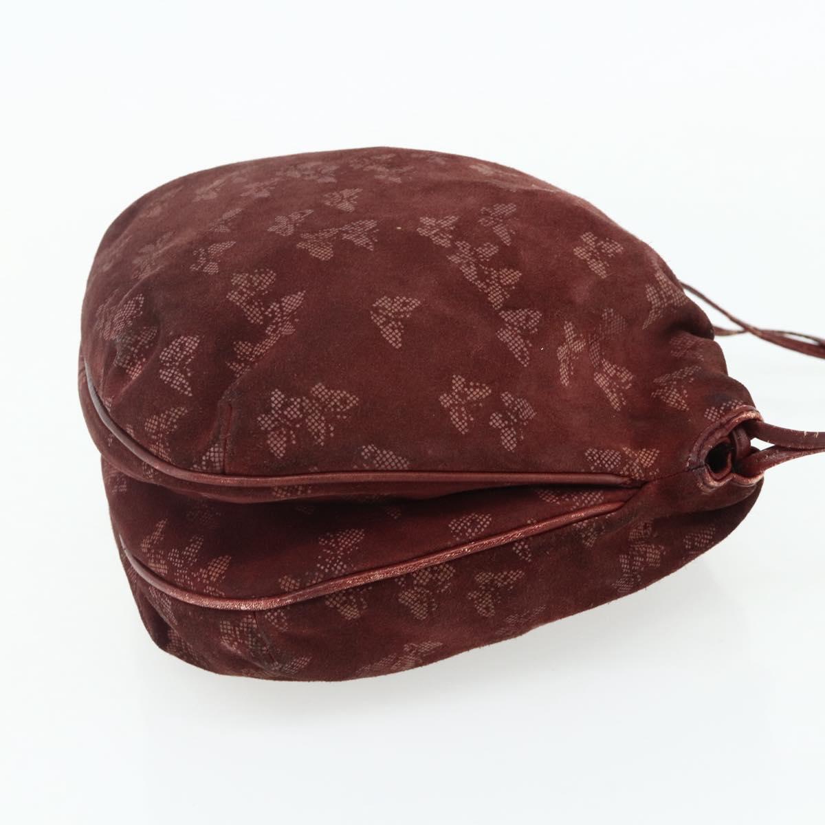 BOTTEGA VENETA Shoulder Bag Suede Bordeaux Gold Auth bs34964