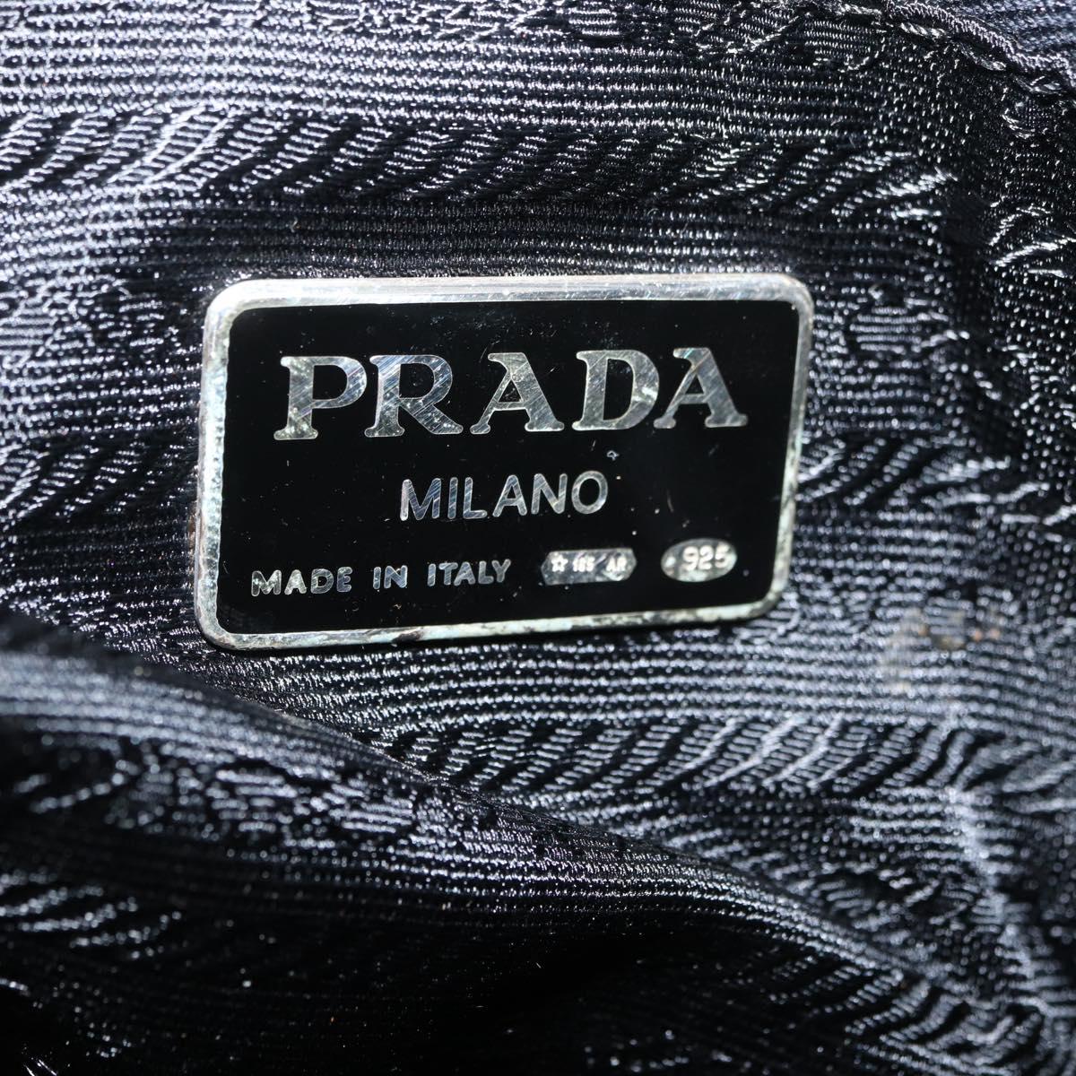 PRADA Chain Shoulder Bag Suede Black Gold Auth bs34965