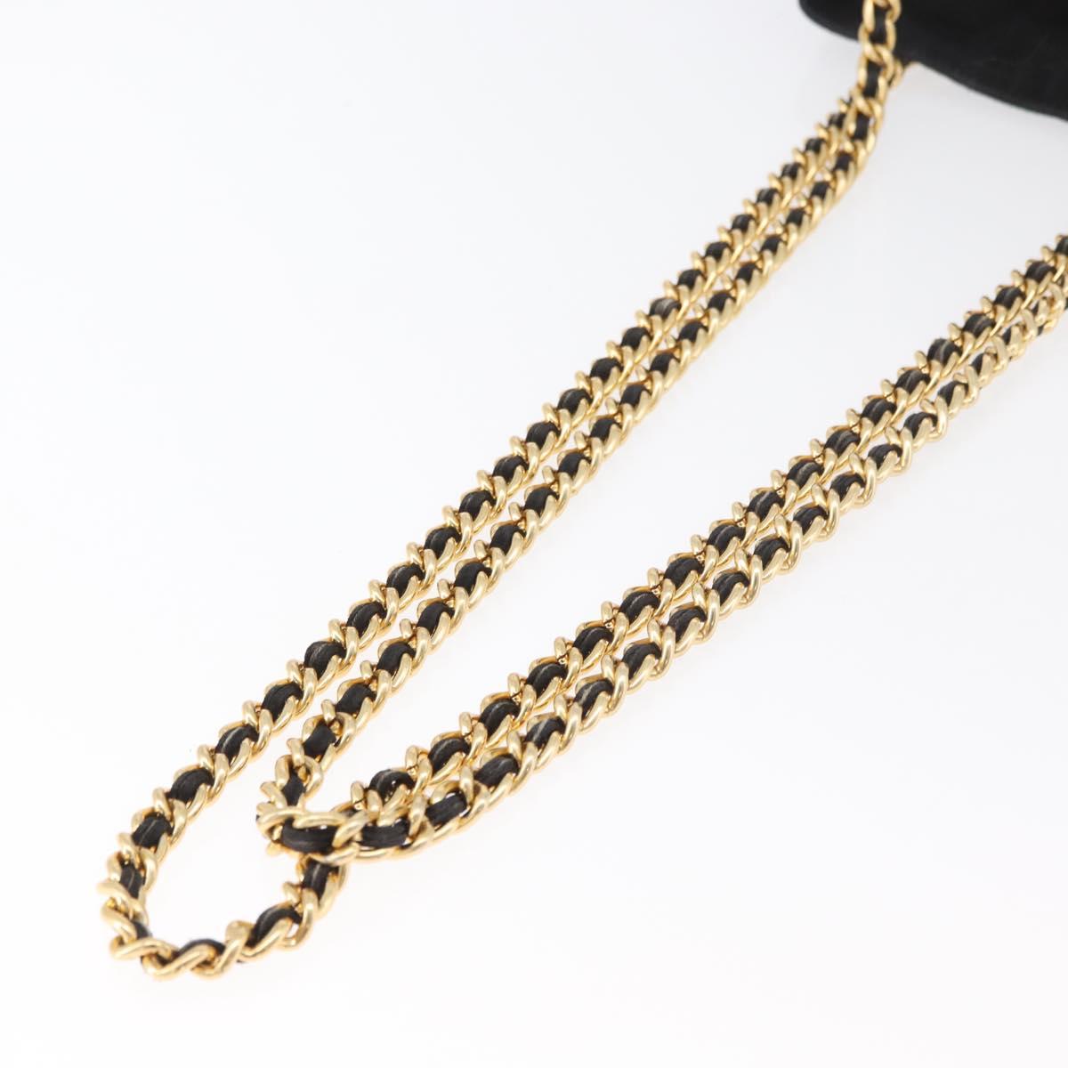 PRADA Chain Shoulder Bag Suede Black Gold Auth bs34965