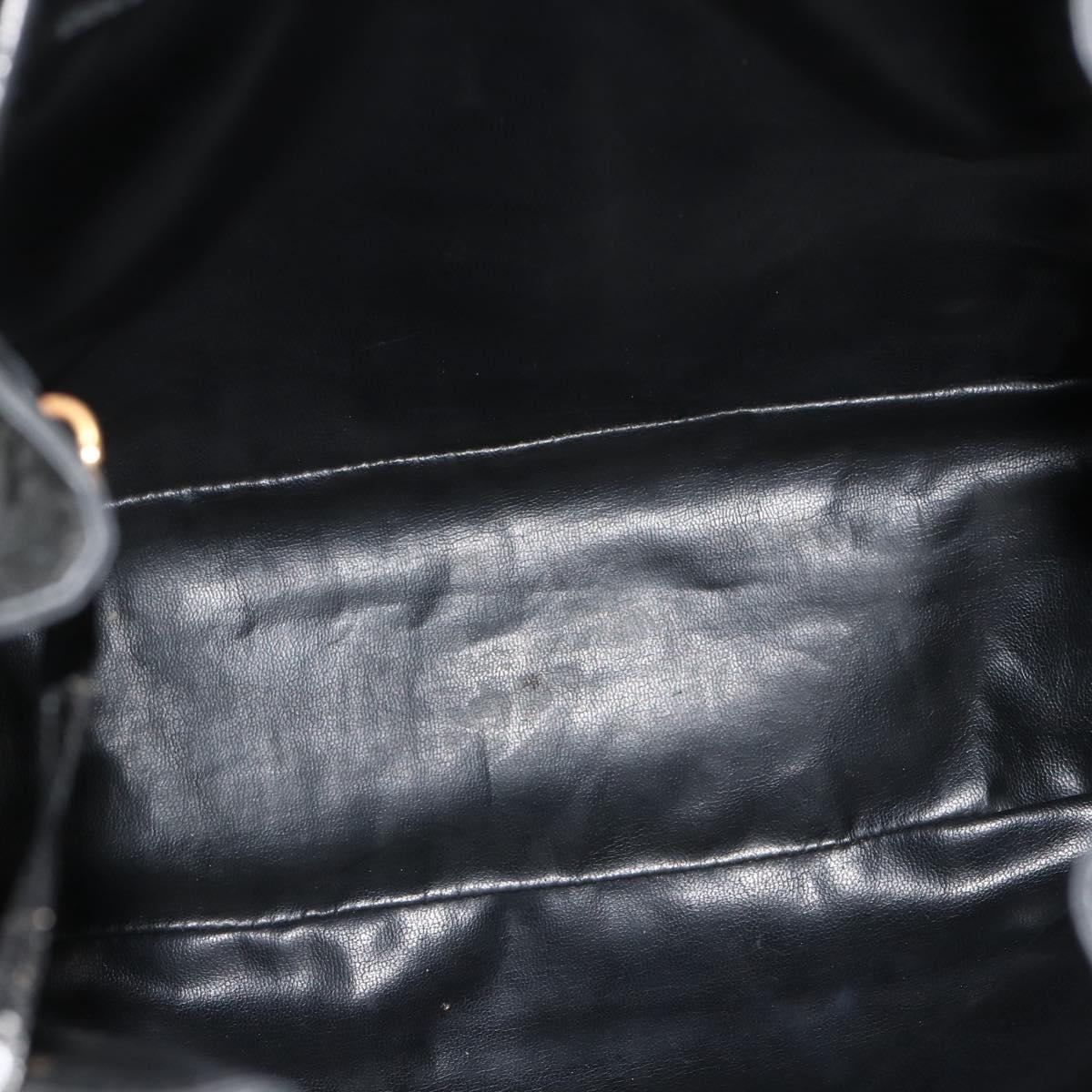 CHANEL Purse Chain Shoulder Bag Patent leather Black Gold CC Auth bs34966