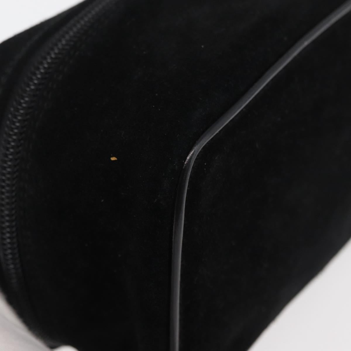 GUCCI Horsebit Vanity Bag Hand Bag Suede Black Silver 032 1705 0141 Auth bs34967