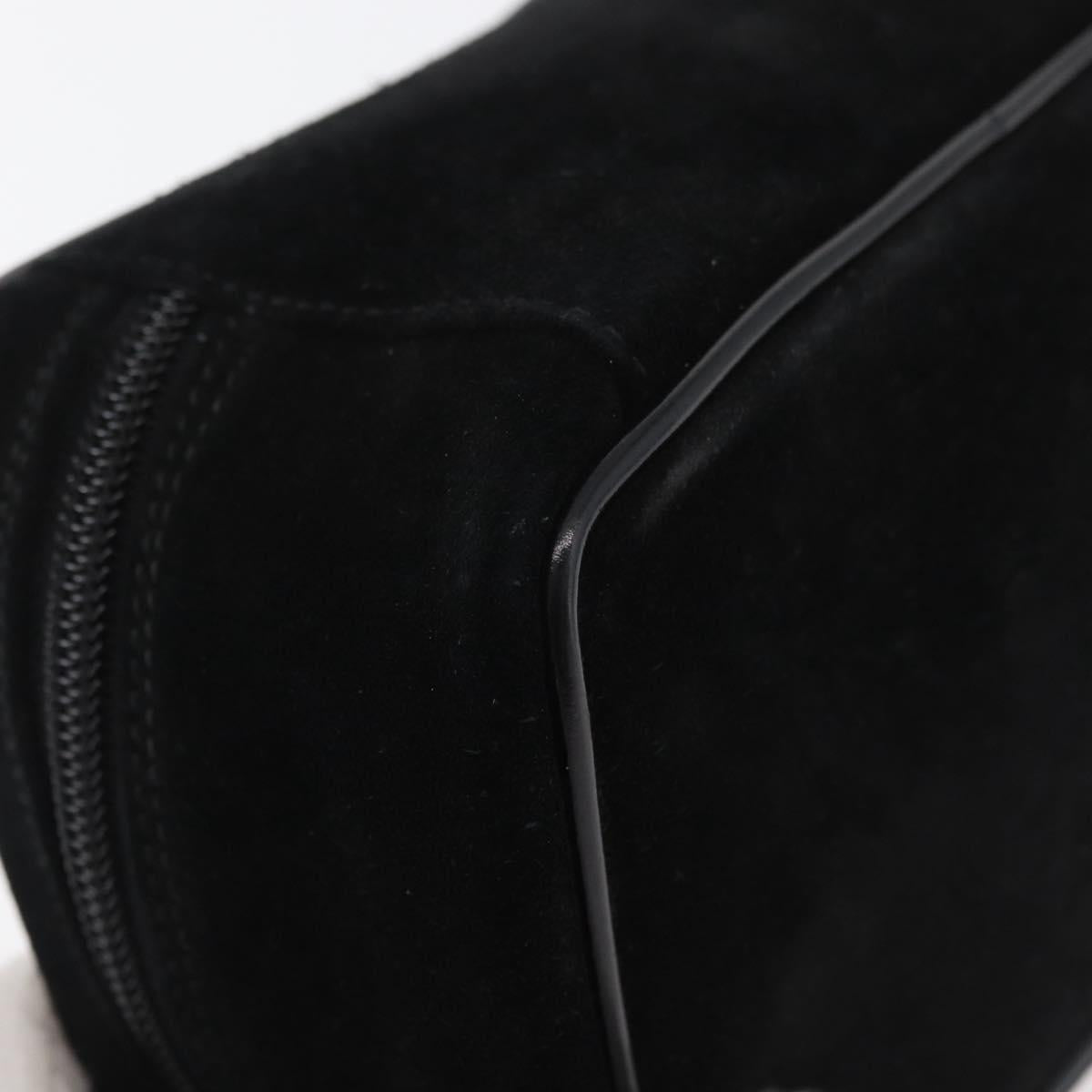 GUCCI Horsebit Vanity Bag Hand Bag Suede Black Silver 032 1705 0141 Auth bs34967