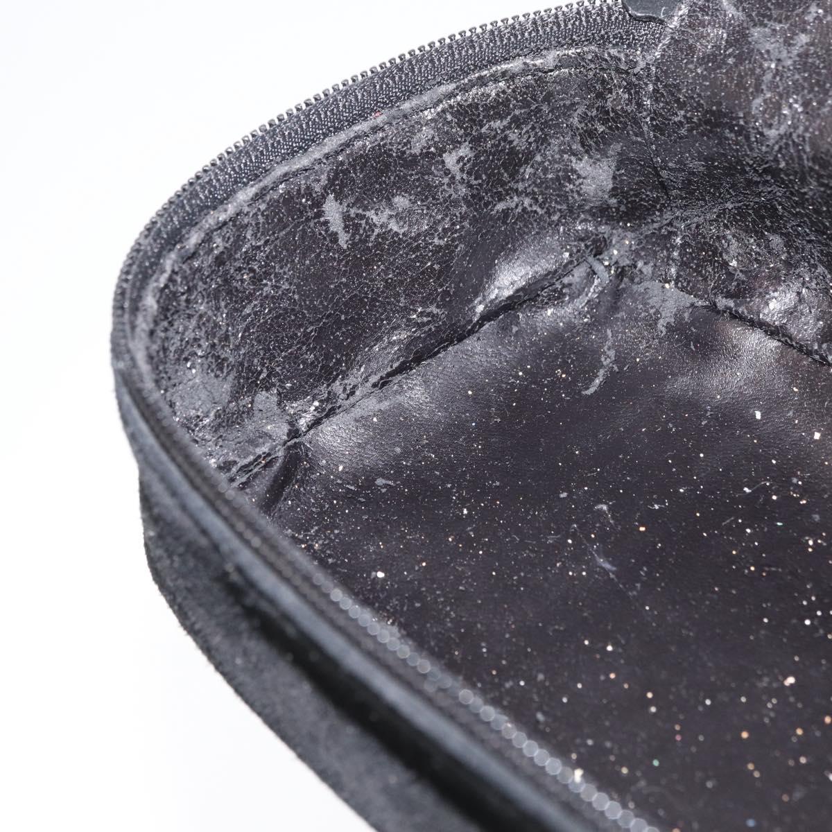 GUCCI Horsebit Vanity Bag Hand Bag Suede Black Silver 032 1705 0141 Auth bs34967