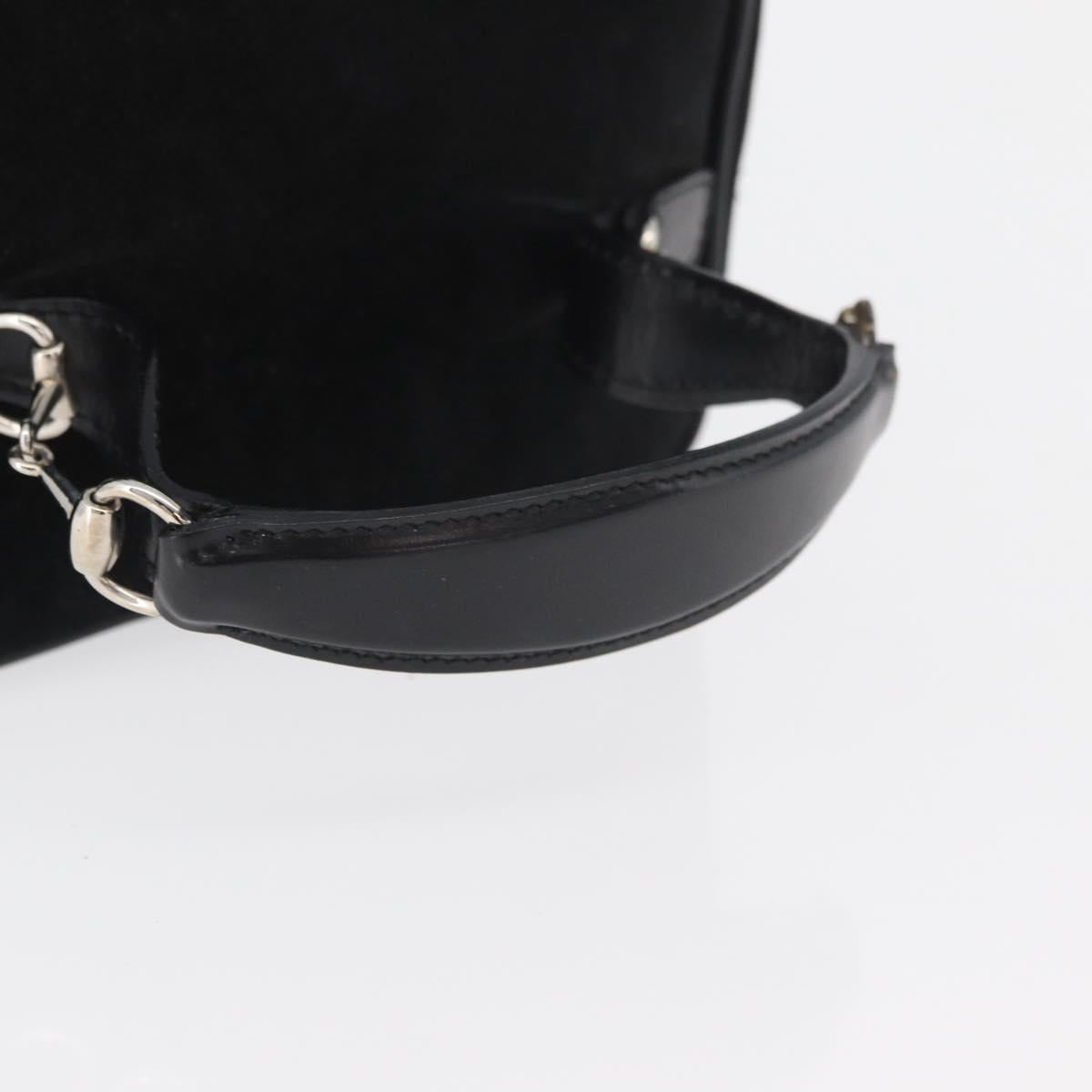 GUCCI Horsebit Vanity Bag Hand Bag Suede Black Silver 032 1705 0141 Auth bs34967