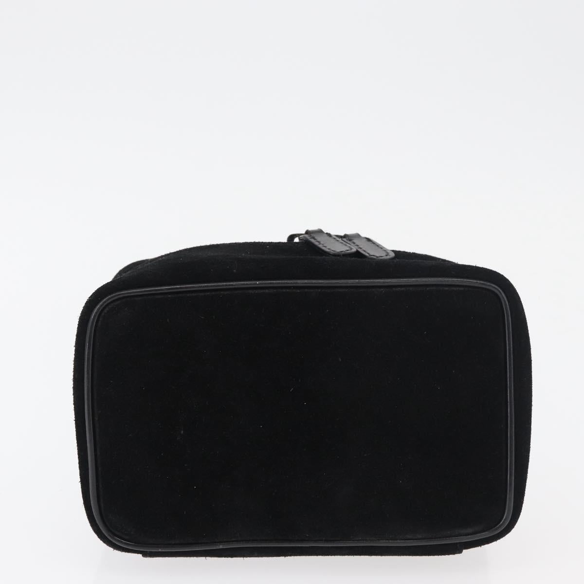 GUCCI Horsebit Vanity Bag Hand Bag Suede Black Silver 032 1705 0141 Auth bs34967
