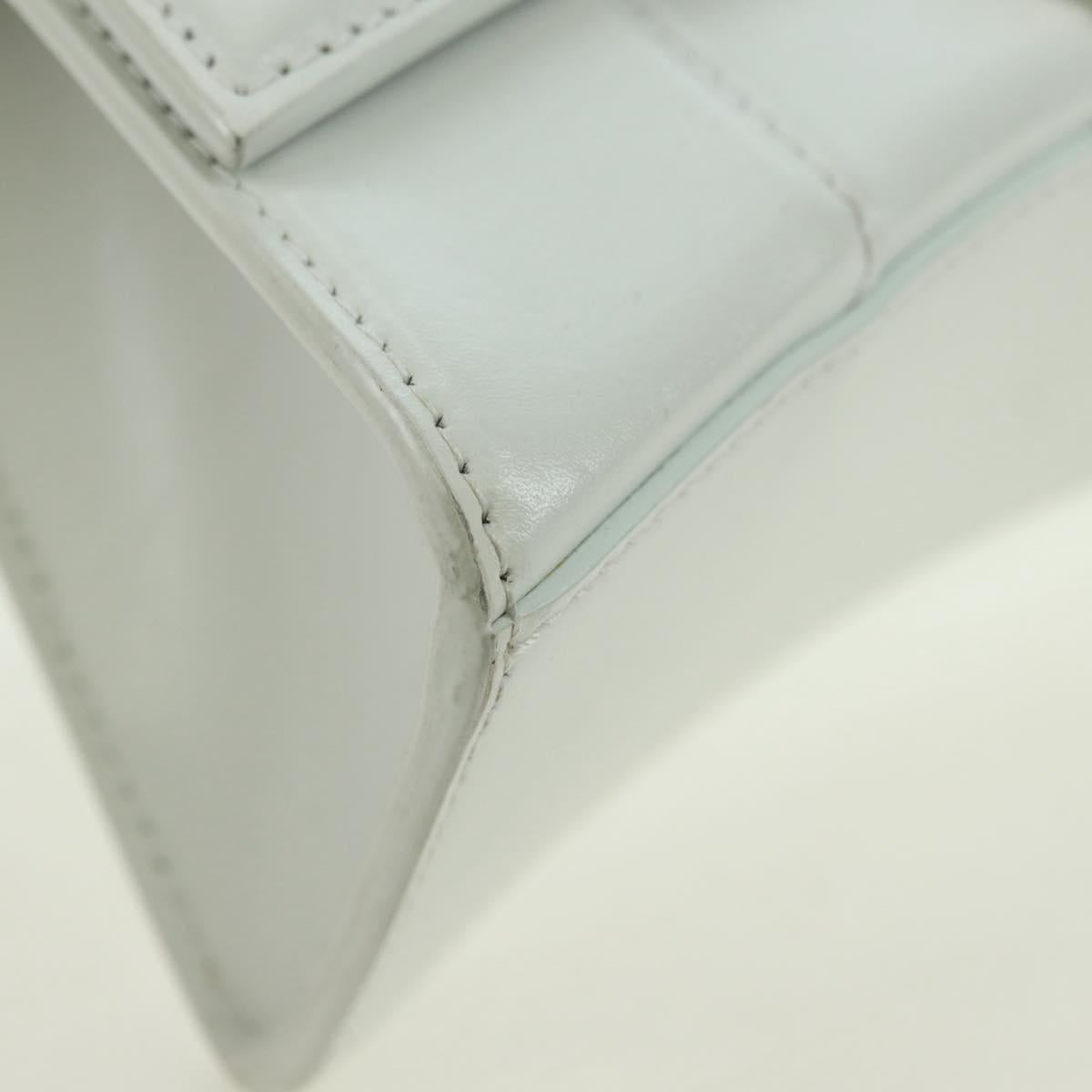 BALENCIAGA Hour Glass Hand Bag Leather 2way White Silver 592833 Auth bs34969M