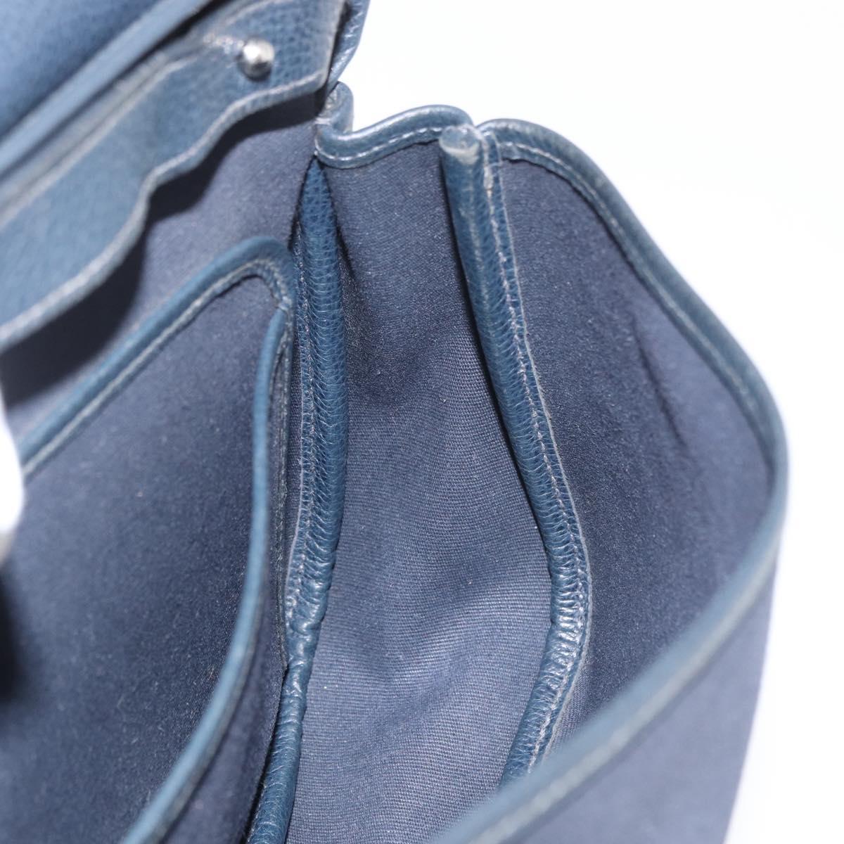 HERMES Sac Colorado MM Shoulder Bag Leather Navy Silver Auth bs34970V