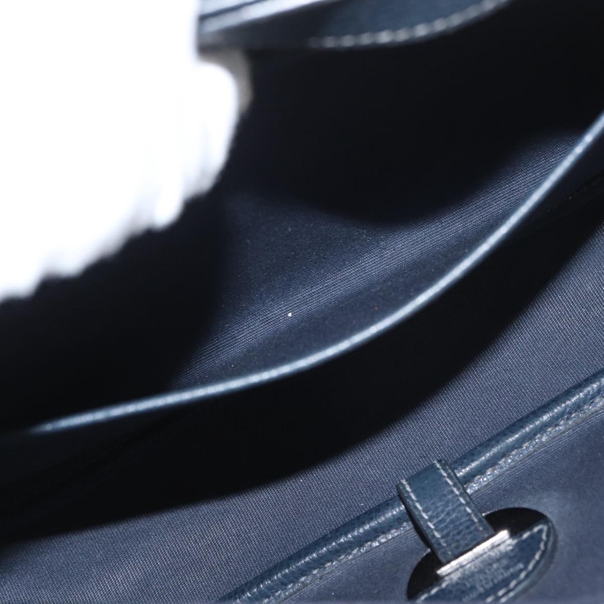 HERMES Sac Colorado MM Shoulder Bag Leather Navy Silver Auth bs34970V