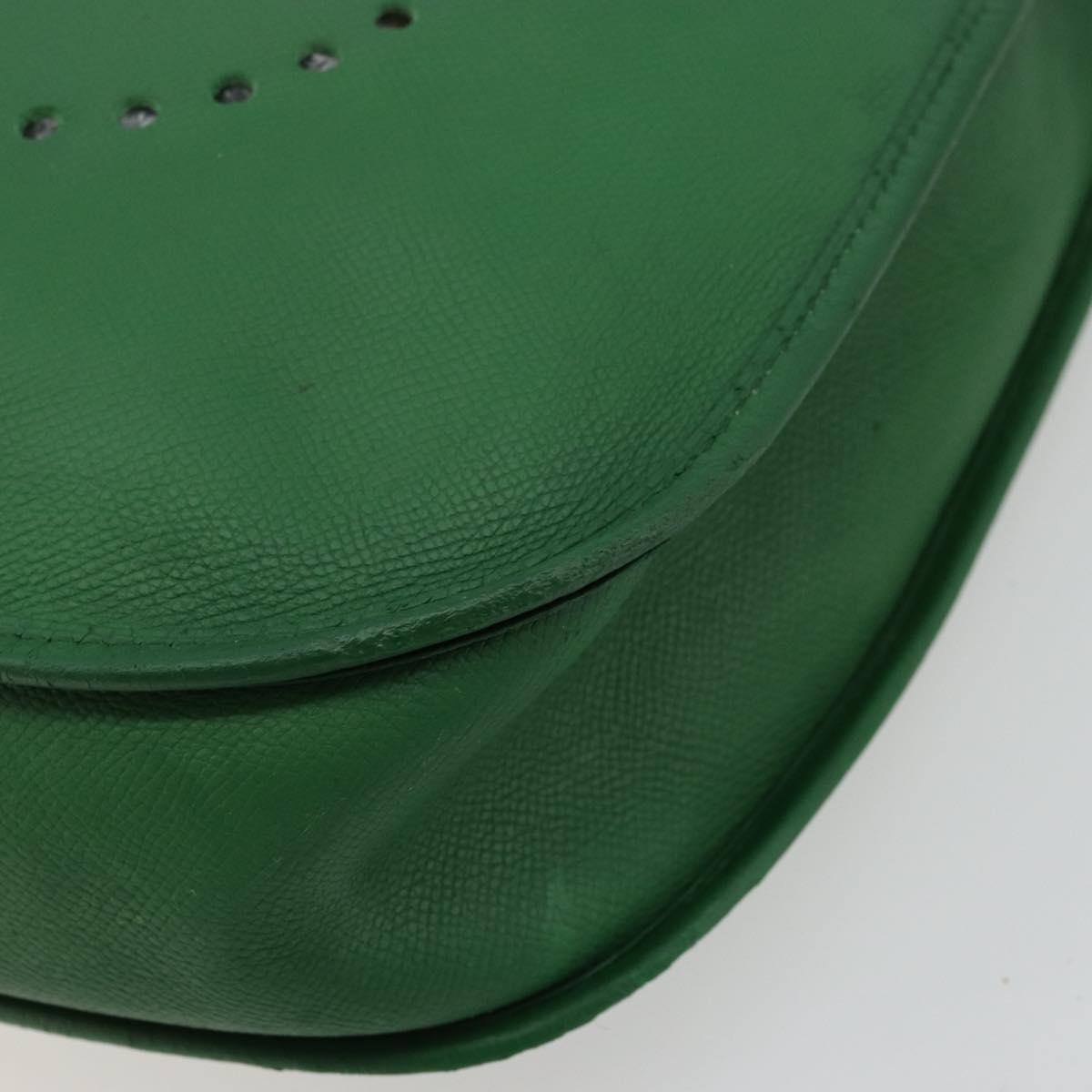HERMES Evelyn GM Shoulder Bag Leather Green Gold Auth bs34987A